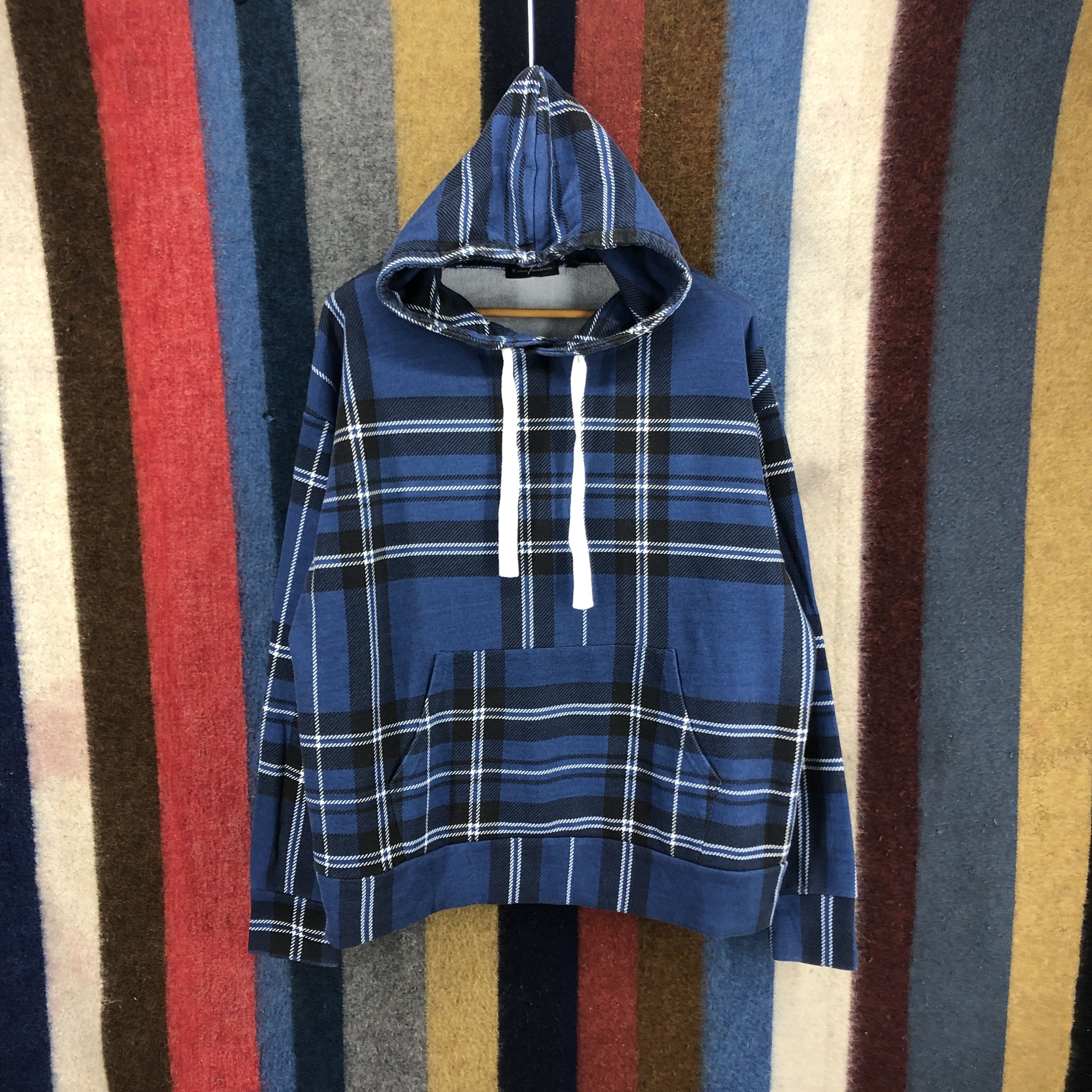 Japanese Brand H REM MUSEUM Checked Hoodie Pullover #2679-76 Size US XL / EU 56 / 4 - 1 Thumbnail