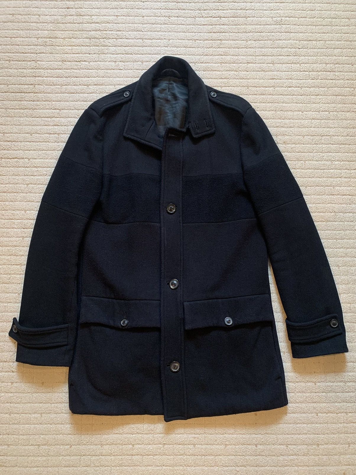 Maison Margiela Navy Wool Coat With Hood Maison Martin Margiela