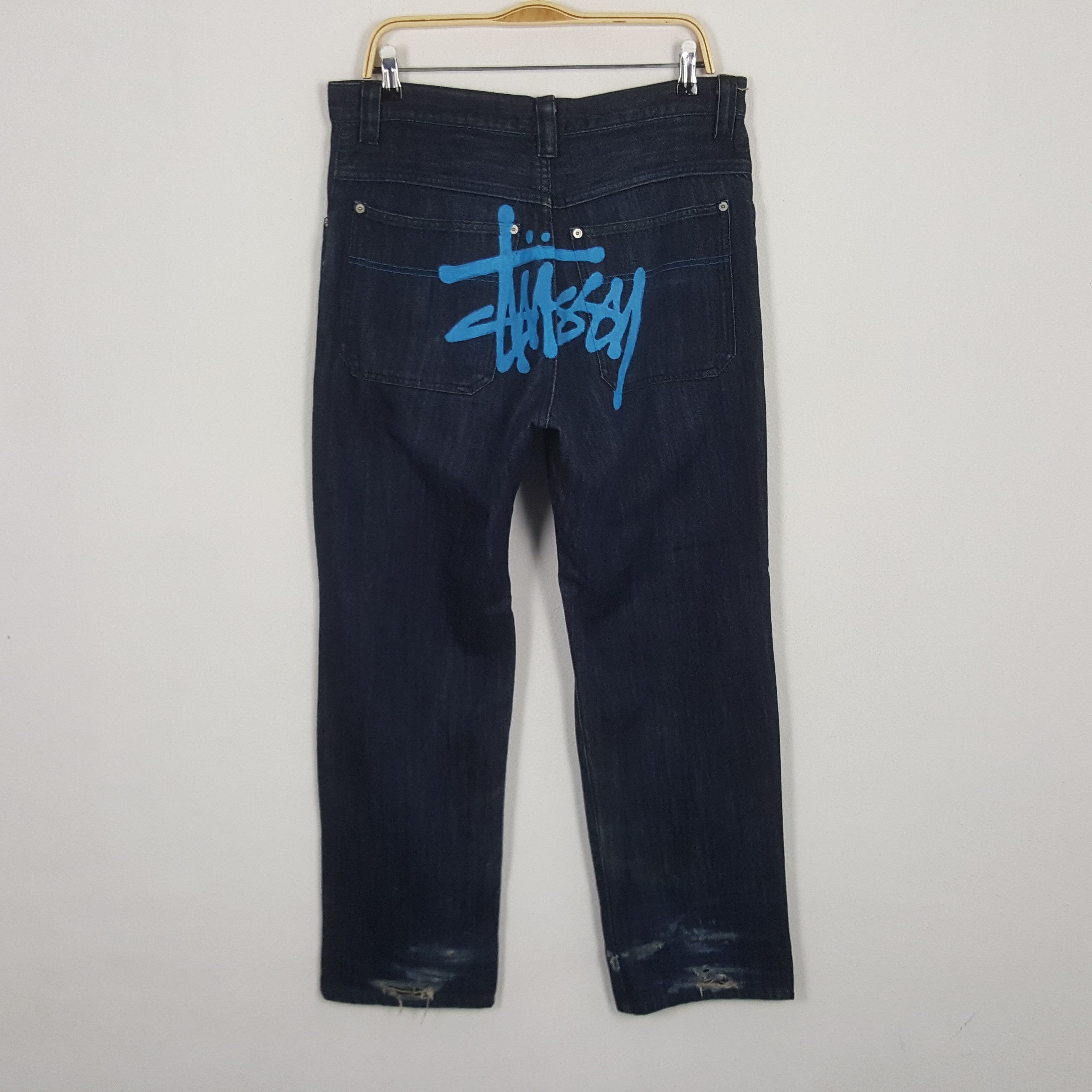 Stussy × Vintage Vintage Stussy Custom Art Logo Design Denim Jeans Size US 35 - 1 Thumbnail