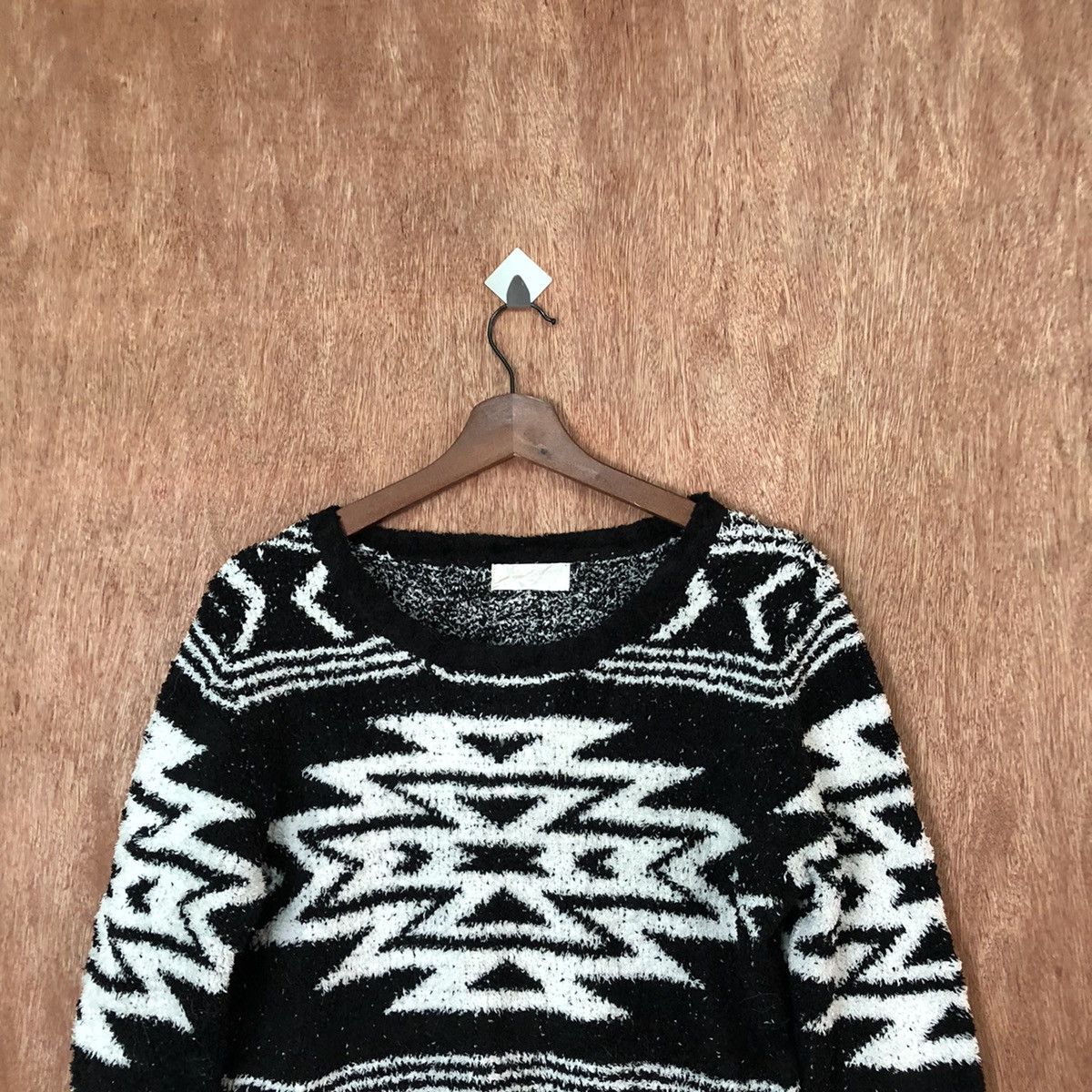 Japanese Brand Ginty Black Navajo Shag Shaggy Fur Mohair Knitwear #6427 Size M / US 6-8 / IT 42-44 - 2 Thumbnail
