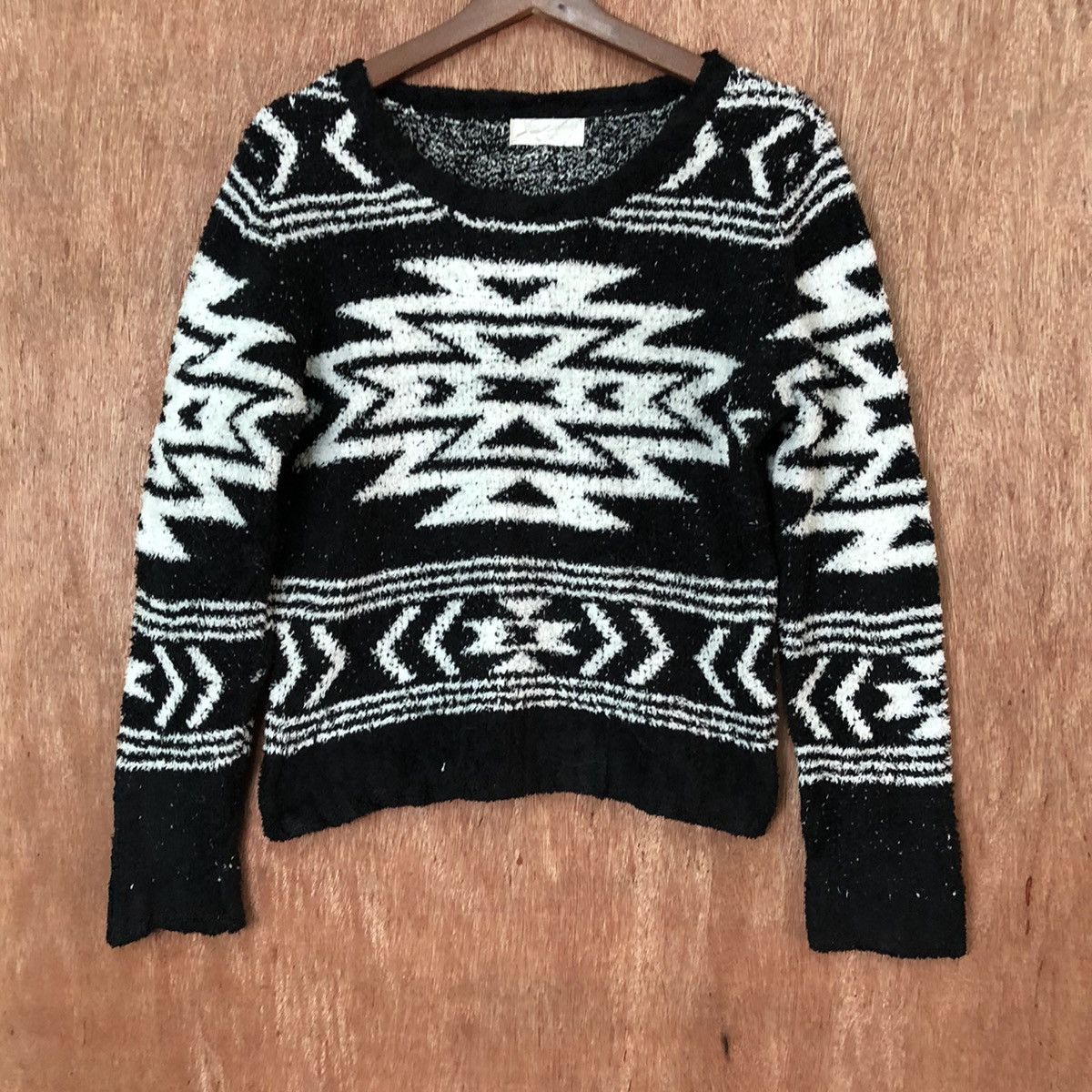 Japanese Brand Ginty Black Navajo Shag Shaggy Fur Mohair Knitwear #6427 Size M / US 6-8 / IT 42-44 - 3 Thumbnail