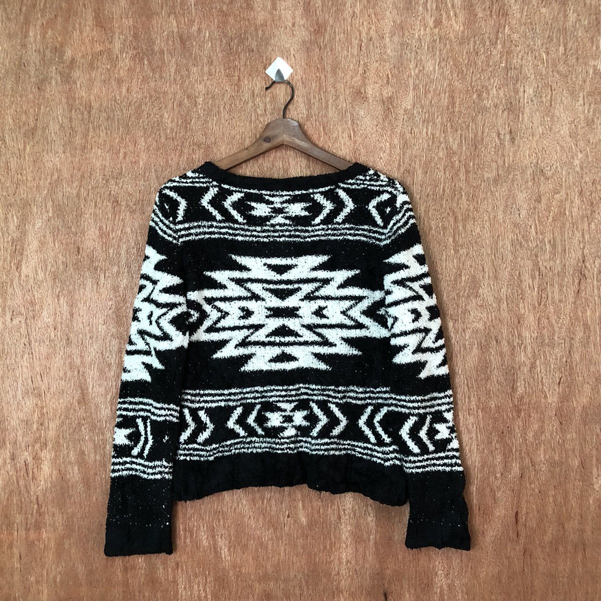 Japanese Brand Ginty Black Navajo Shag Shaggy Fur Mohair Knitwear #6427 Size M / US 6-8 / IT 42-44 - 6 Thumbnail