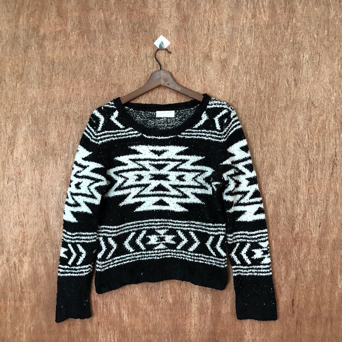Ginty Black Navajo Shag Shaggy Fur Mohair Knitwear #6427