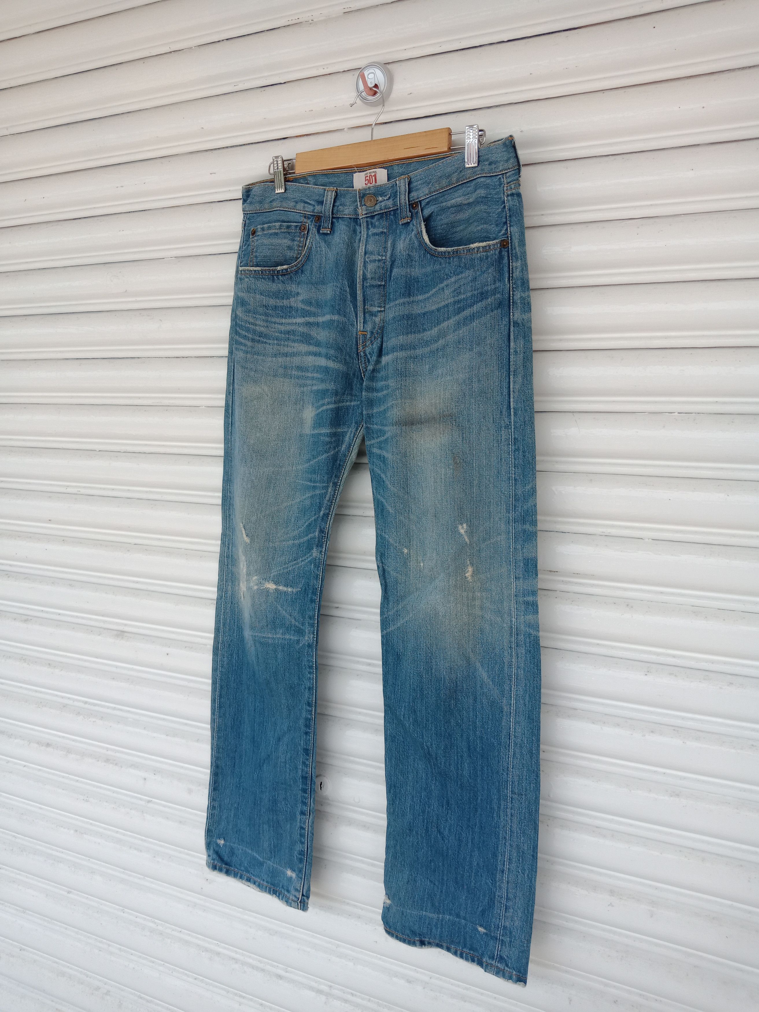 Levi's Levi's 501 Light Washed Distressed Size US 32 / EU 48 - 3 Thumbnail