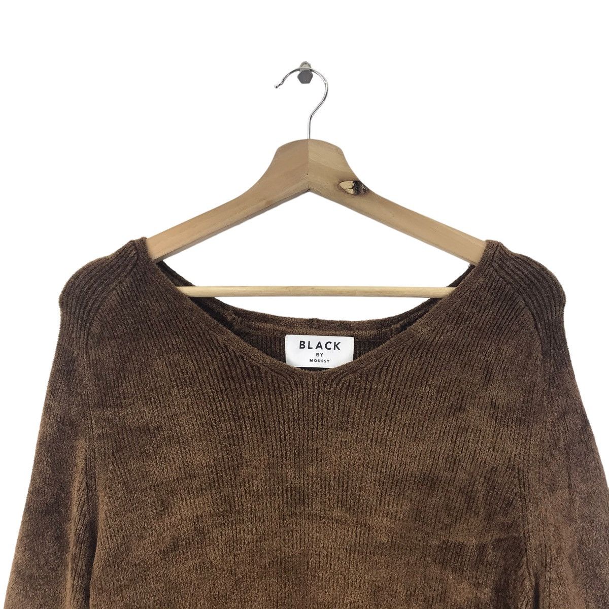 MOUSSY BLACK By MOUSSY Wide Neck Japan Stretch Knitwear Sweatshirt Size S / US 4 / IT 40 - 2 Thumbnail