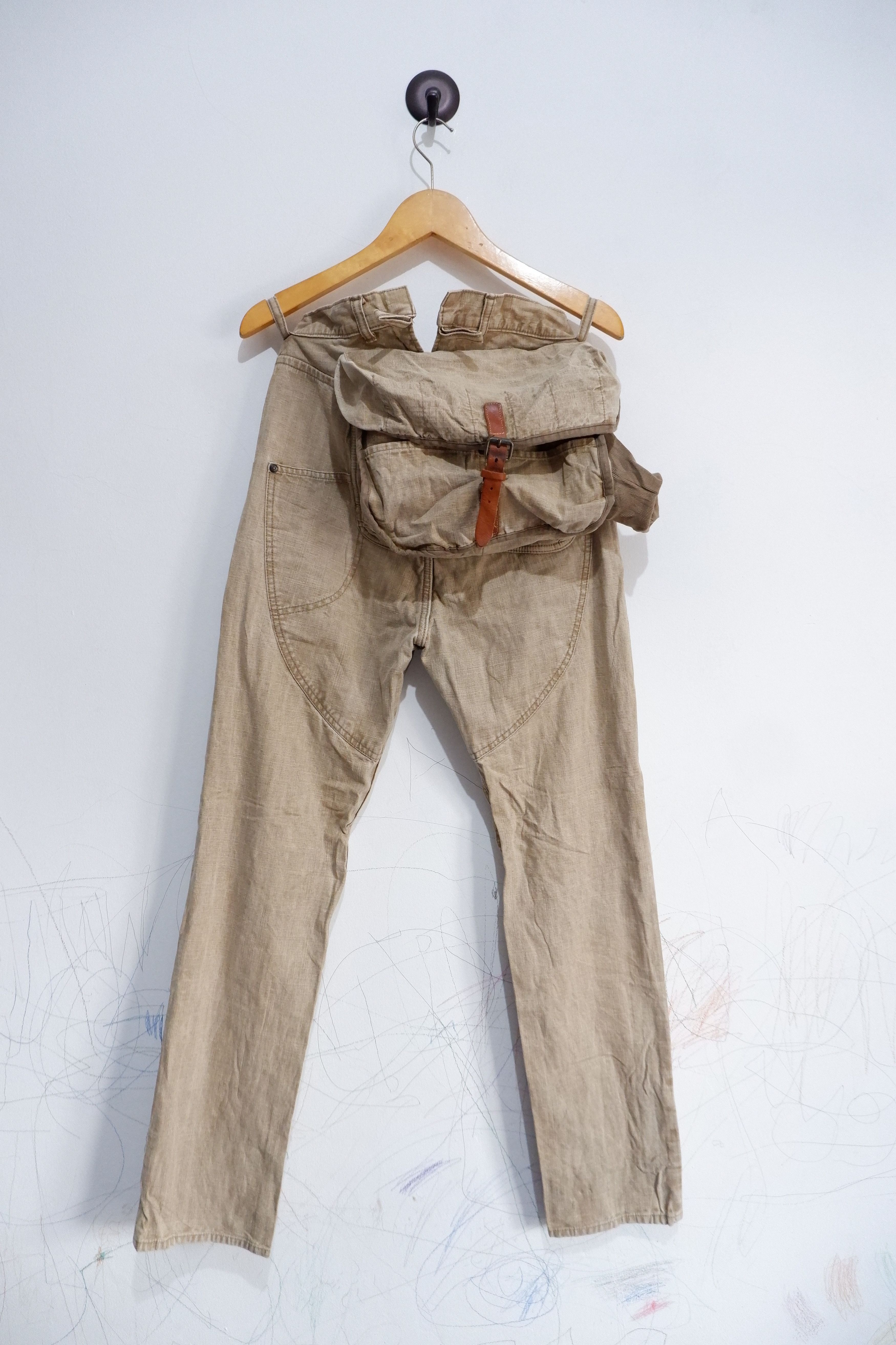 image of VTG Kapital Big Pocket Camera Cargo Pants in Khaki, Men's (Size 28)