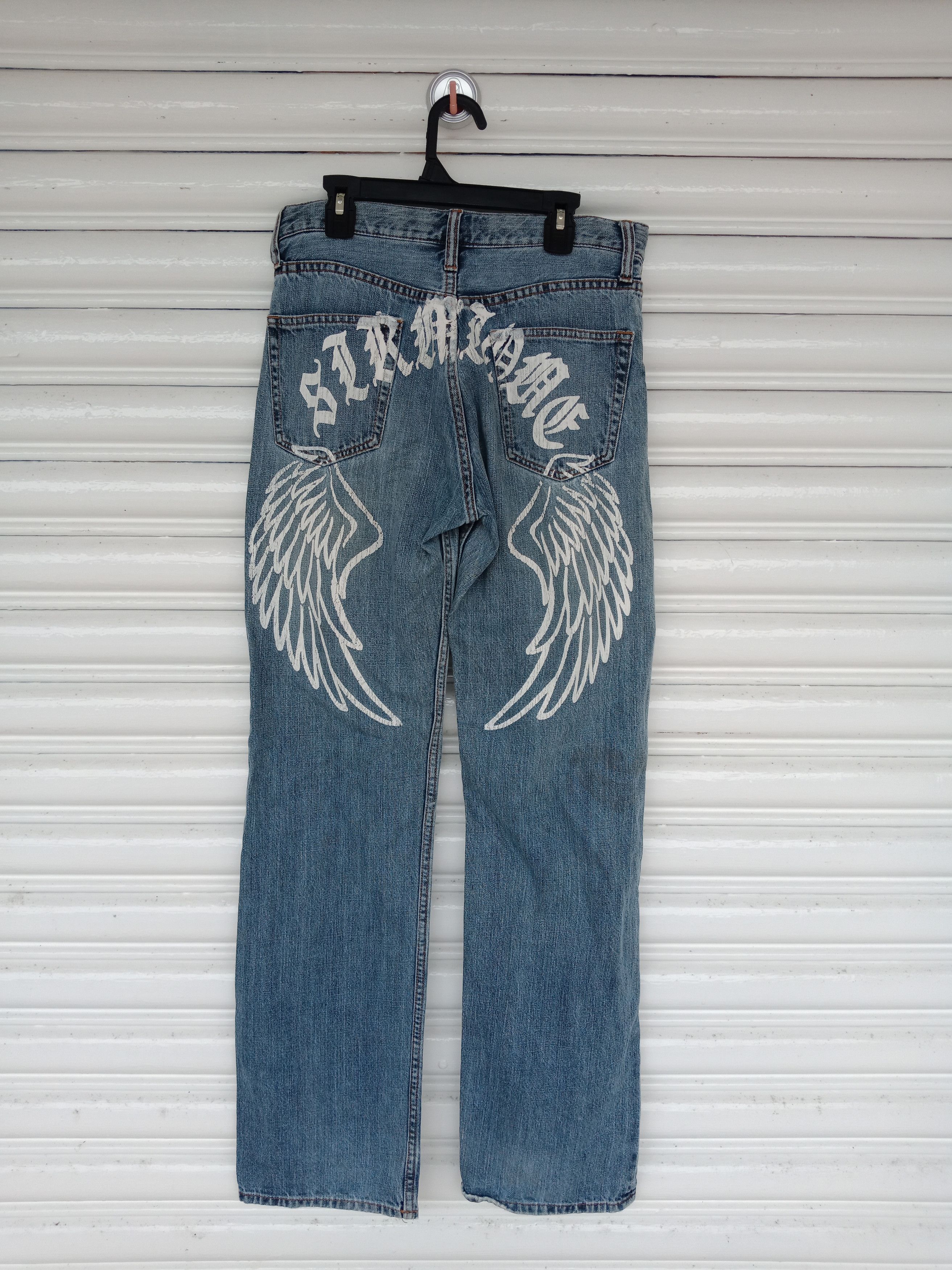 image of 14Th Addiction x Archival Clothing Simione Angel's Wings Paints (29X31.5) in Washed Blue, Men's