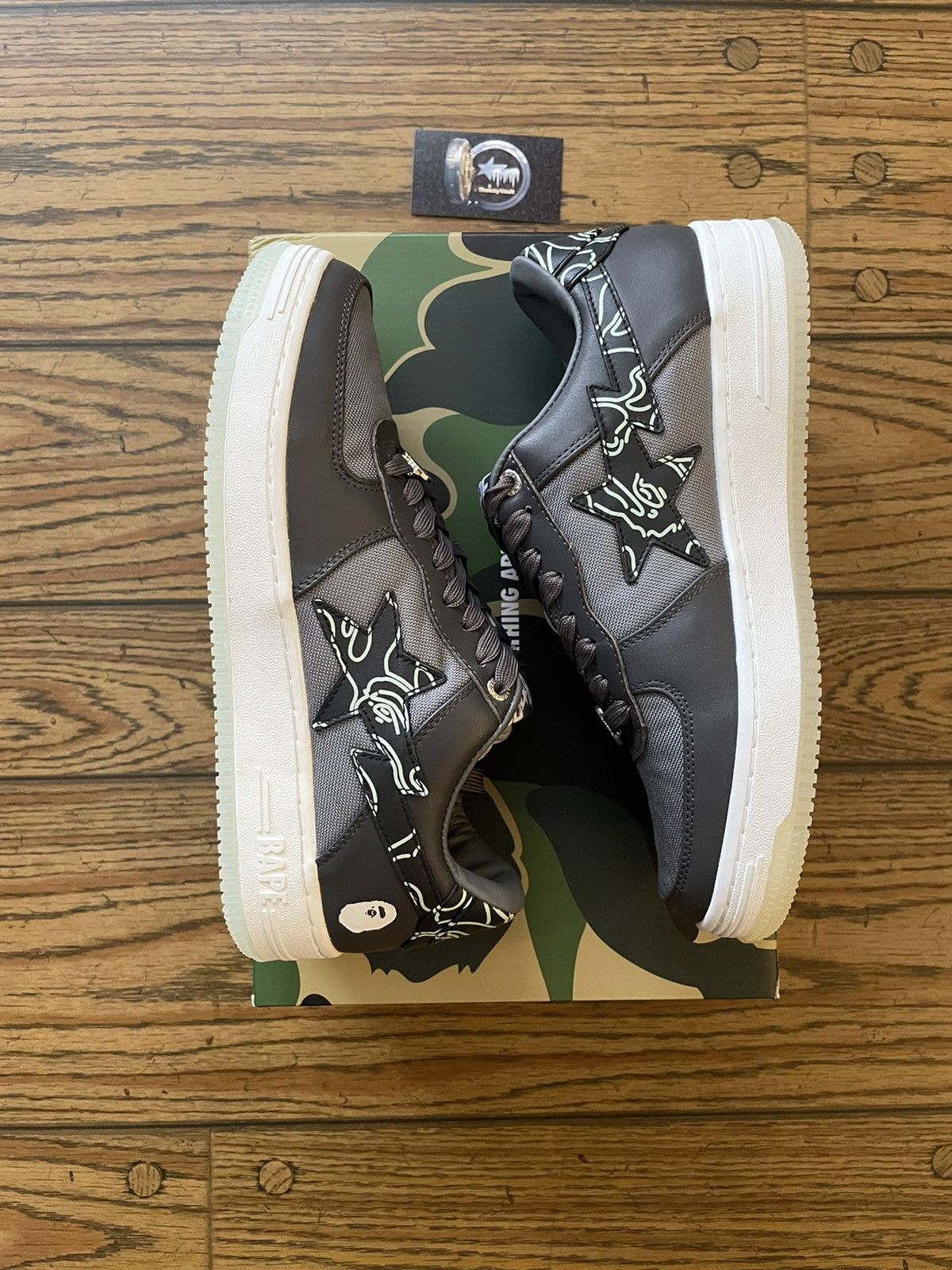 Bape Bape Charcoal Text Code Camo Bapestas Size US 9 / EU 42 - 1 Thumbnail