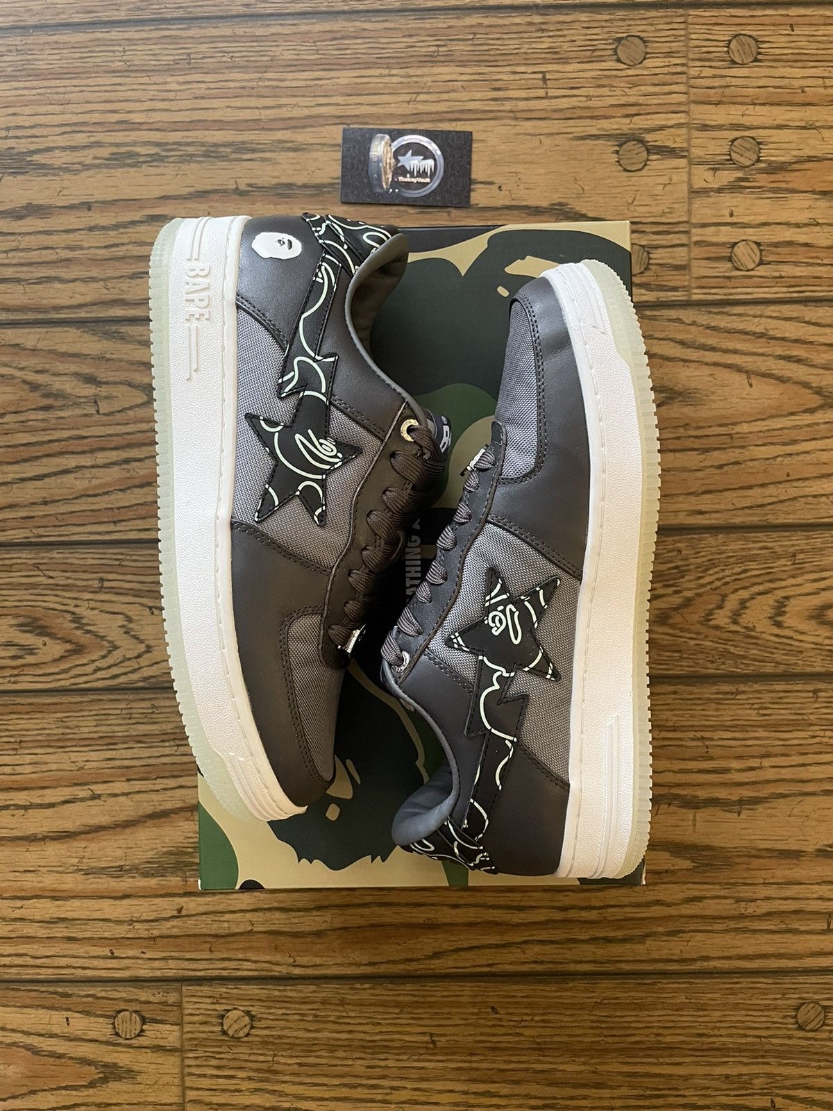 Bape Bape Charcoal Text Code Camo Bapestas Size US 9 / EU 42 - 2 Thumbnail