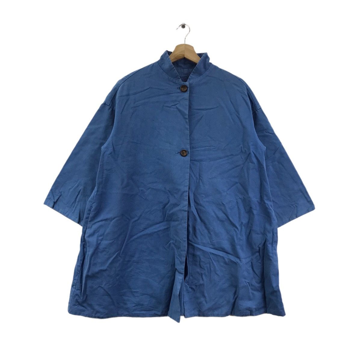 Japanese Brand VERITECOEUR Japanese Brand Linen Oversize Blue Blouse Size L / US 10 / IT 46 - 1 Thumbnail