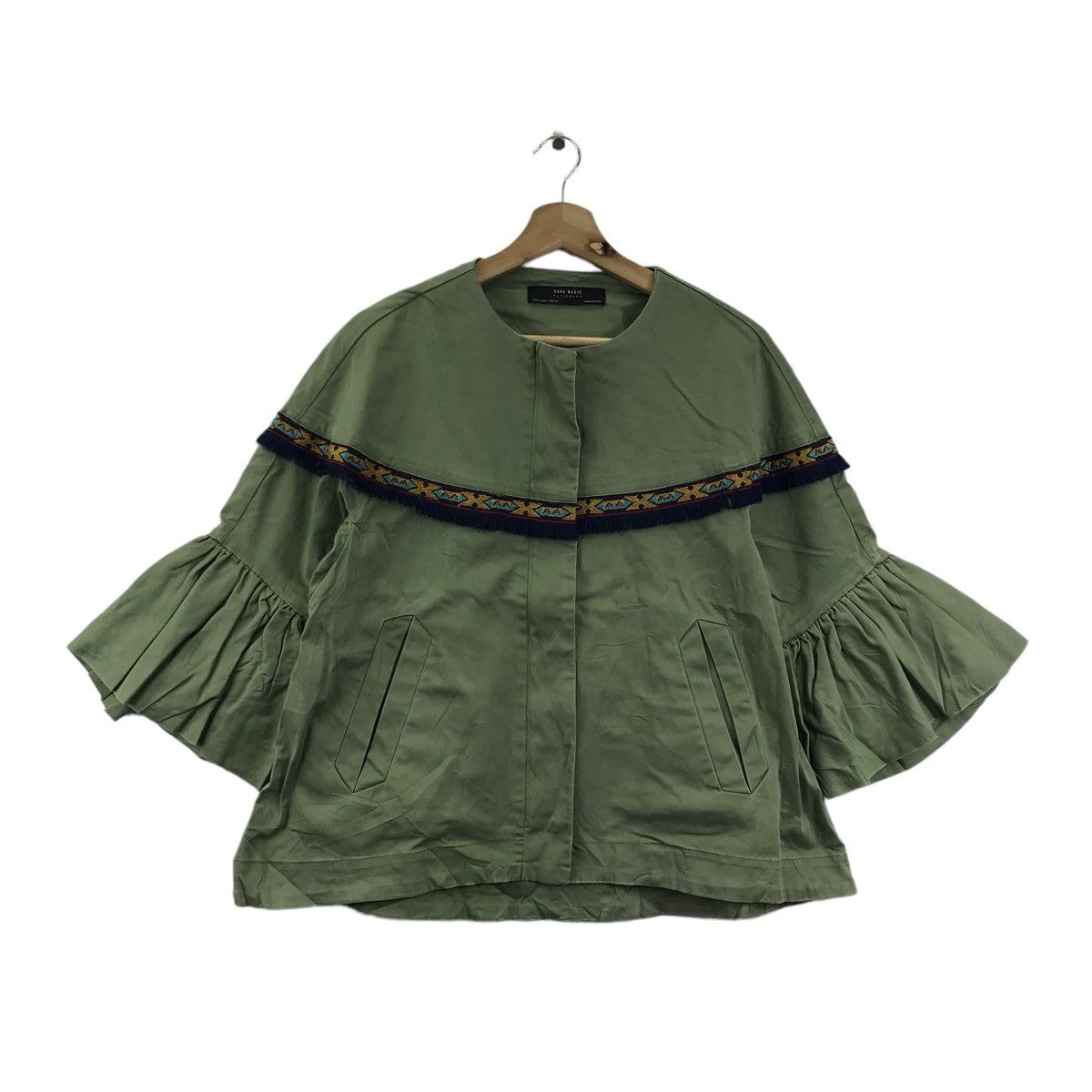 Zara ZARA BASIC Native Navajo Aztec Outerwear Green Pocket Blouse Size S / US 4 / IT 40 - 1 Thumbnail