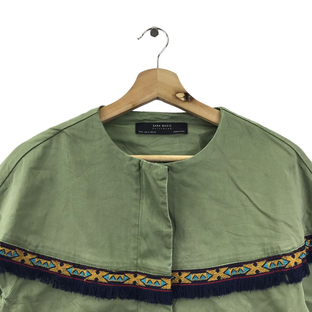 Zara ZARA BASIC Native Navajo Aztec Outerwear Green Pocket Blouse Size S / US 4 / IT 40 - 2 Thumbnail
