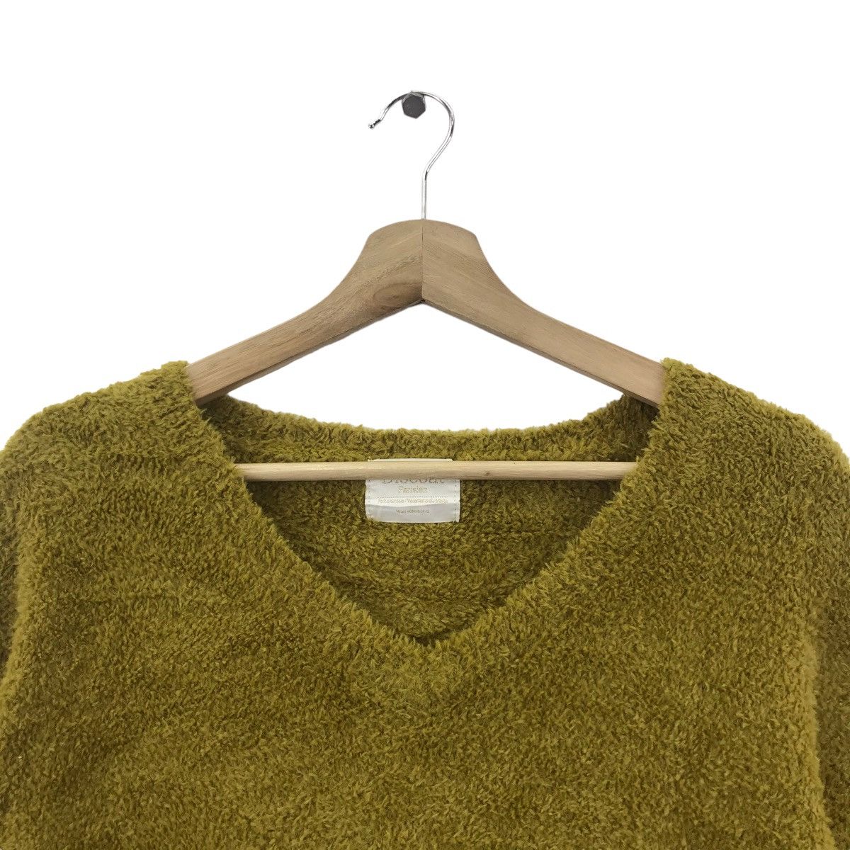 Vintage DISCOAT PERISIEN Vneck Vetements Green Sherpa Sweater Size M / US 6-8 / IT 42-44 - 2 Thumbnail