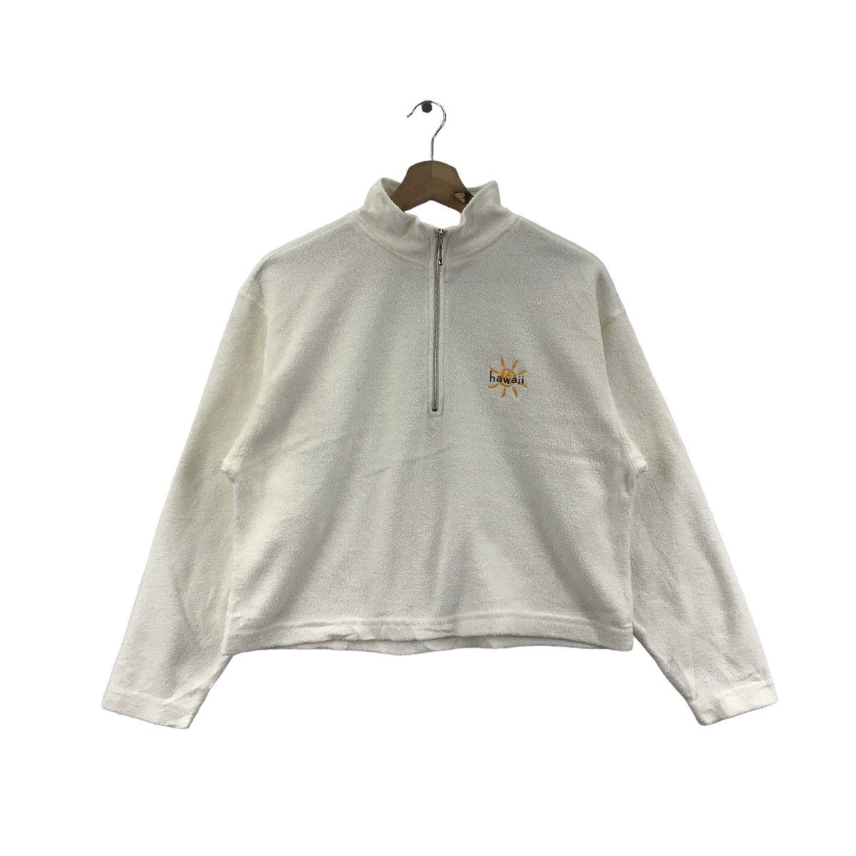 Other Vintage CRAZY SHIRTS HAWAII Half Zipper White CropTopSweater Size S / US 4 / IT 40 - 1 Thumbnail