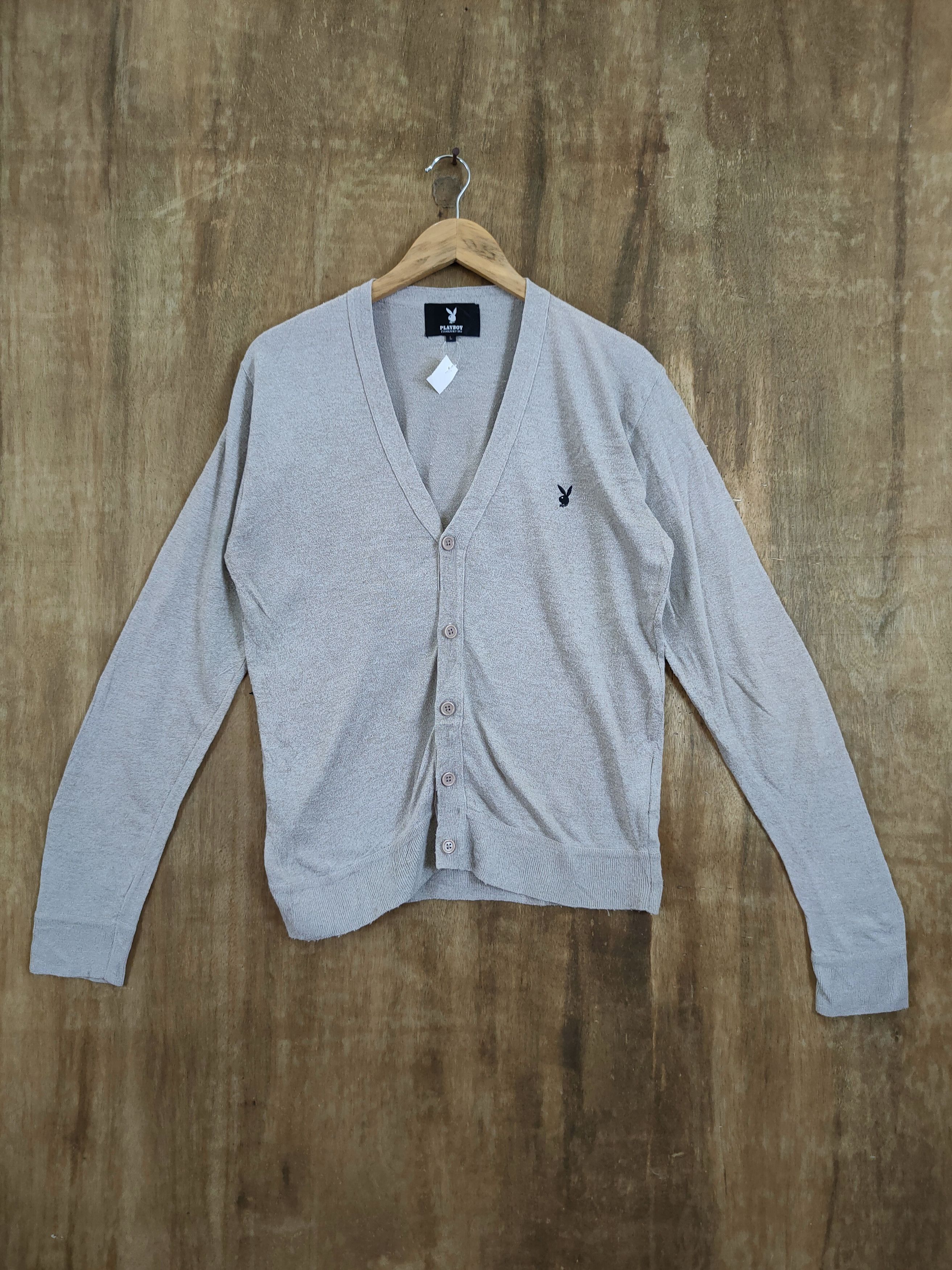 image of Playboy Knitwear Cardigan Streetwear 46-945 in Light Brown, Men's (Size Medium)