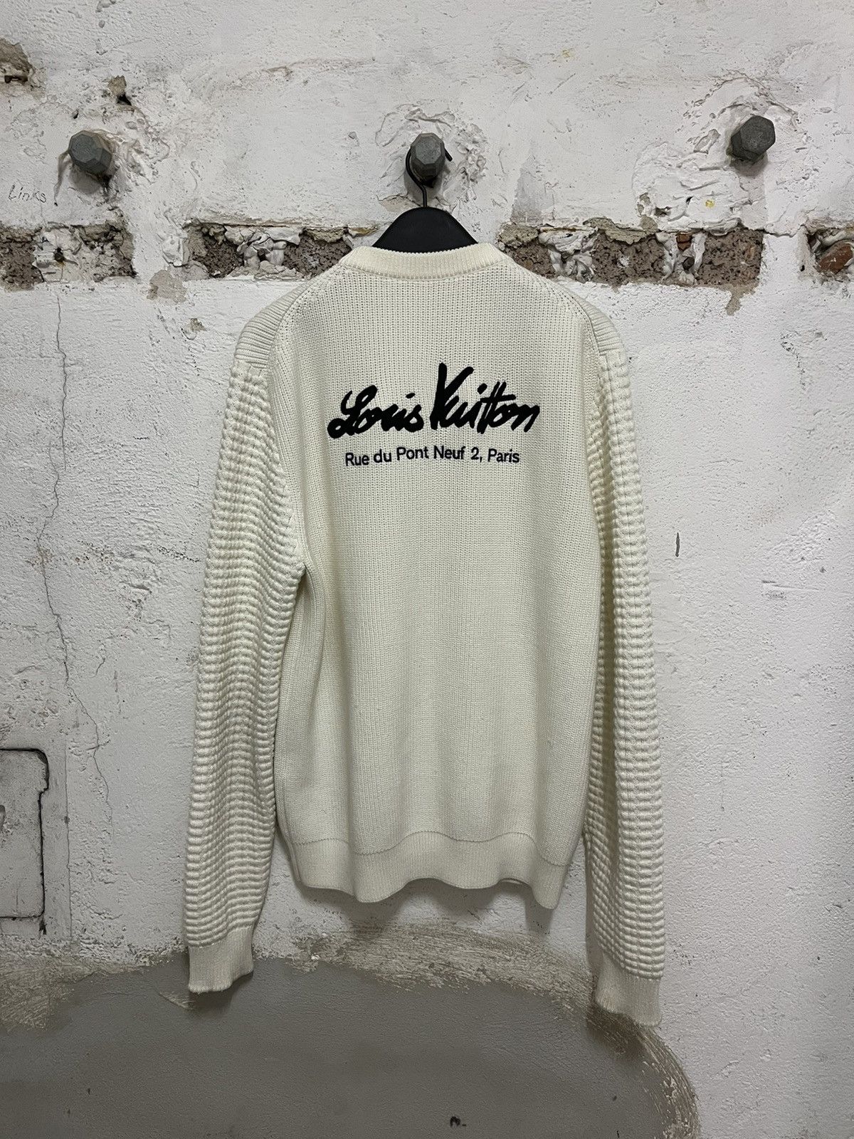 Louis Vuitton Black Rue Du Pont Waffle Knit Sweater