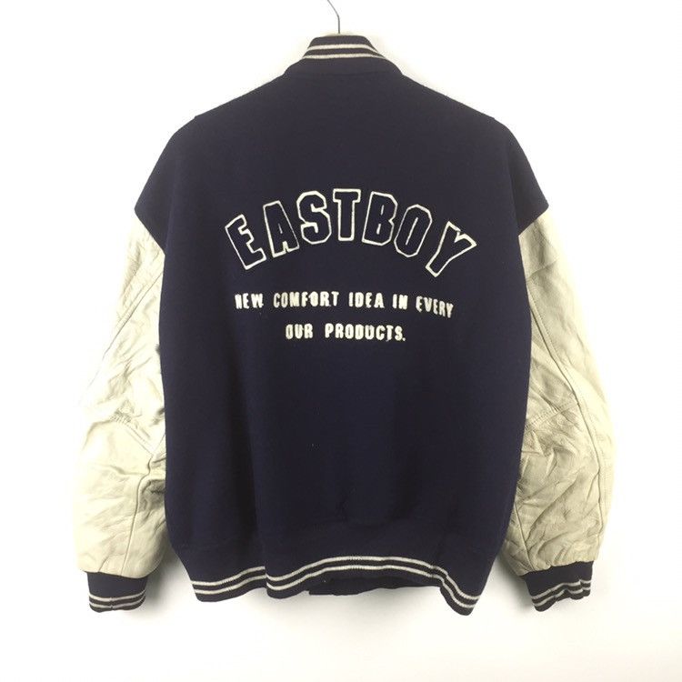 Japanese Brand Vintage Eastboy big spell out leather varsity jacket Size US M / EU 48-50 / 2 - 1 Thumbnail