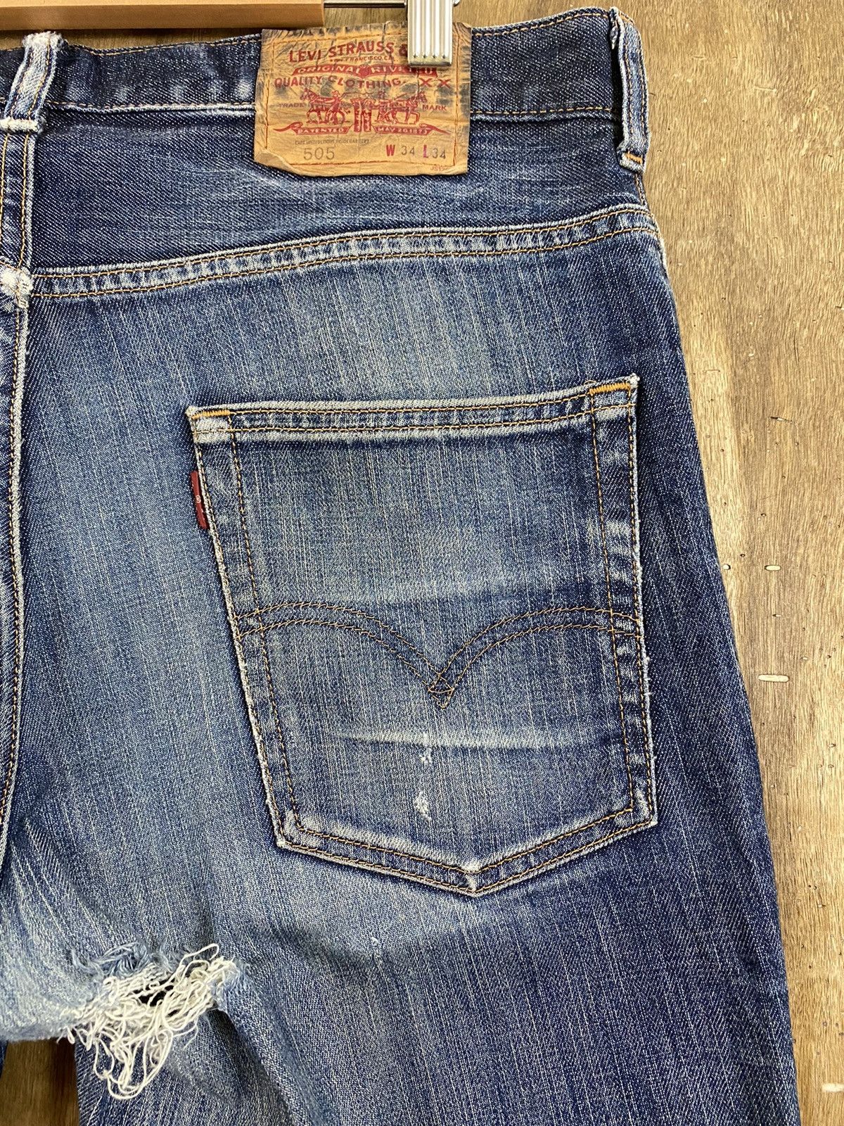 DLS 505 Levi’s Blue Distressed Denim Pants vintage #BB538