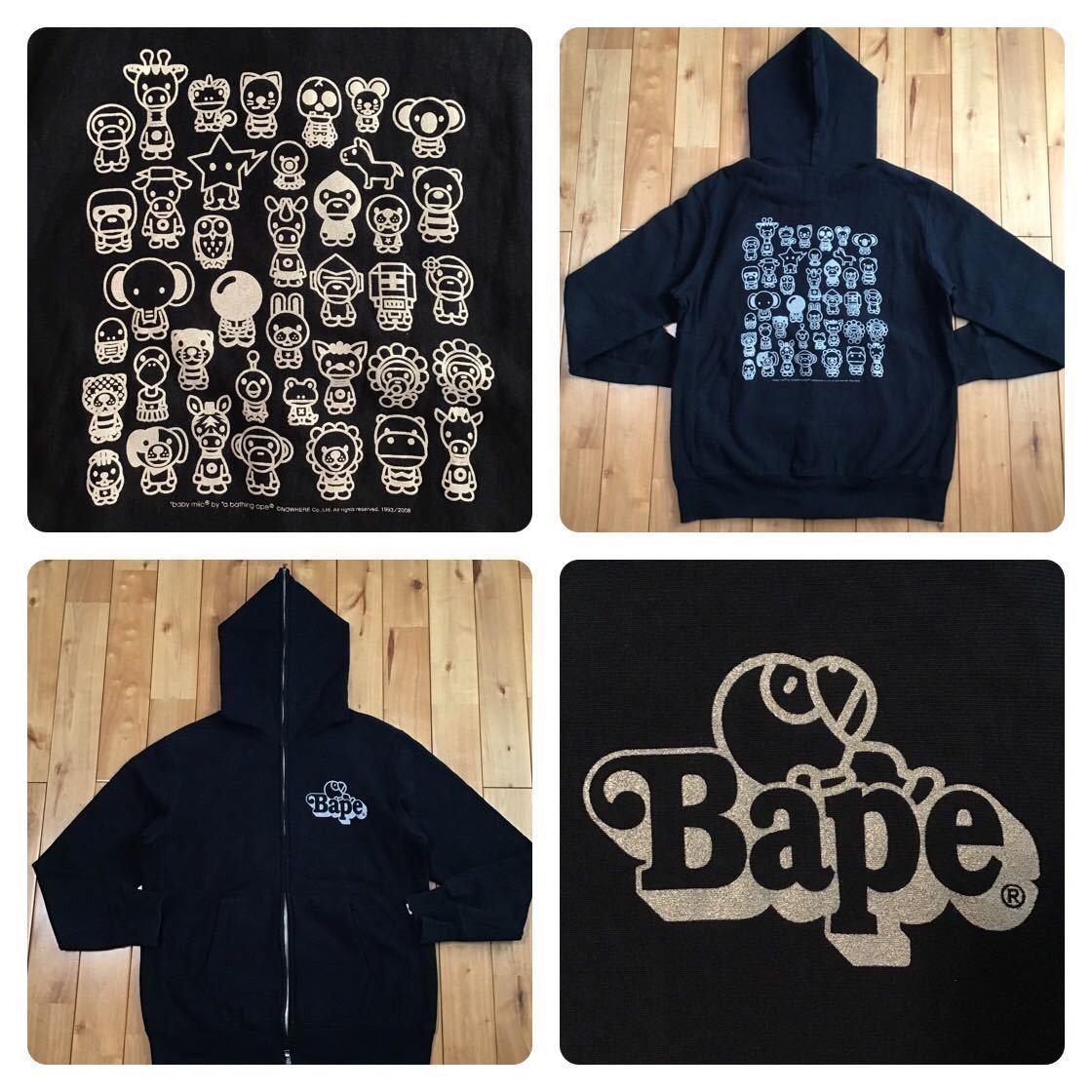 BAPE Milo All Star Full Zip Hoodie Silver glitter x Navy