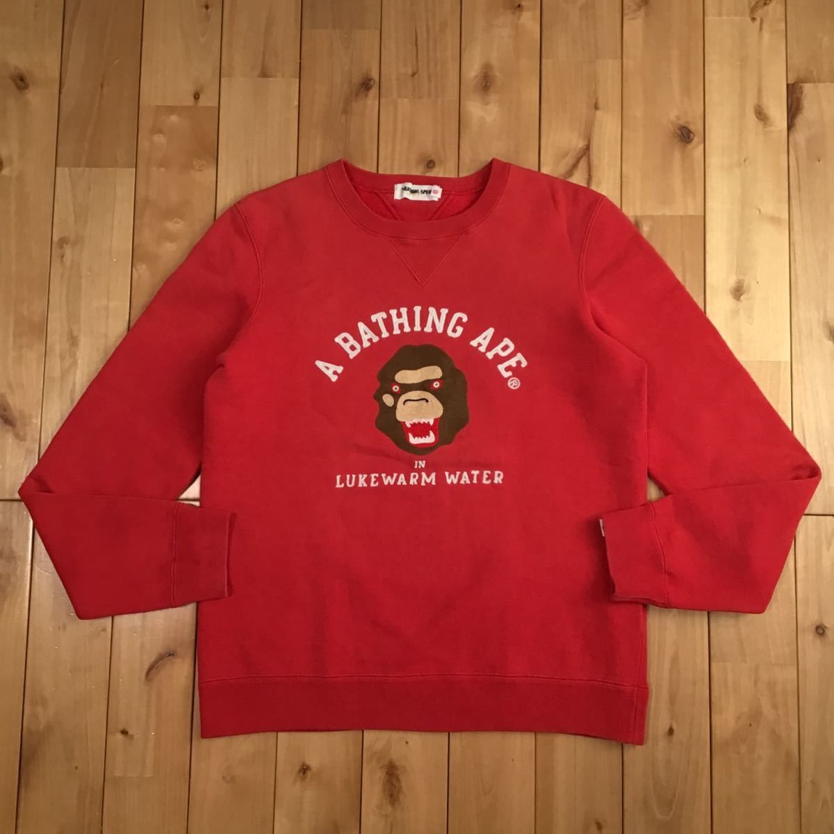 Bape BAPE APE HEAD embroidery logo sweat shirt red Size S / US 4 / IT 40 - 1 Thumbnail
