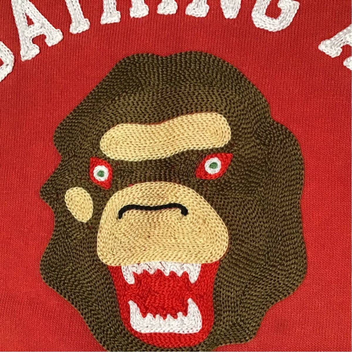 Bape BAPE APE HEAD embroidery logo sweat shirt red Size S / US 4 / IT 40 - 3 Thumbnail