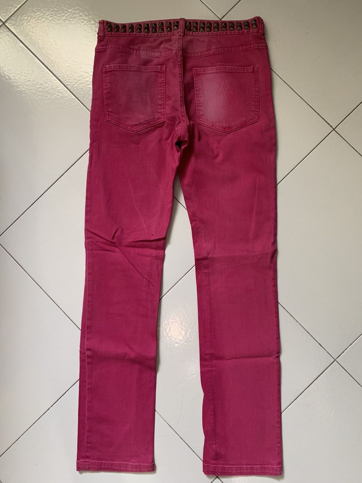 H&M × Matthew Williamson Fucsia denim studded jeans Size US 32 / EU 48 - 6 Thumbnail