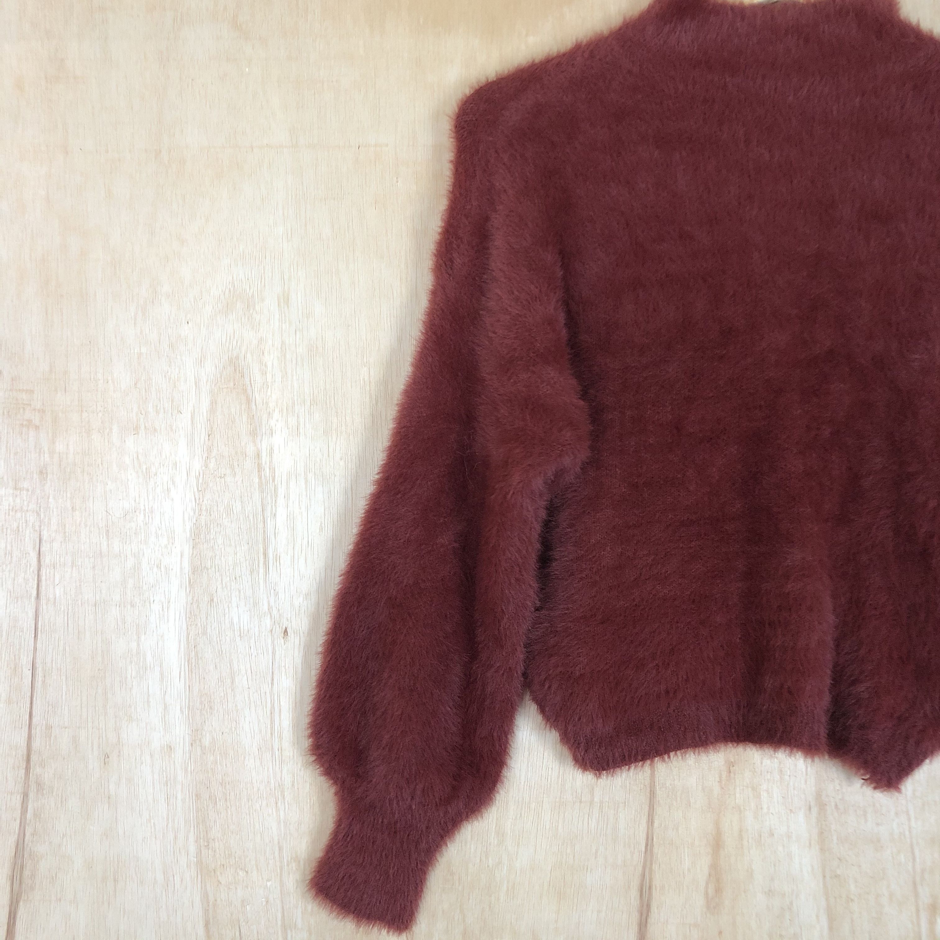 Aran Isles Knitwear DLL Lobby & Rose mohair maroon shag shaggy knitwear #c022 Size S / US 4 / IT 40 - 2 Thumbnail