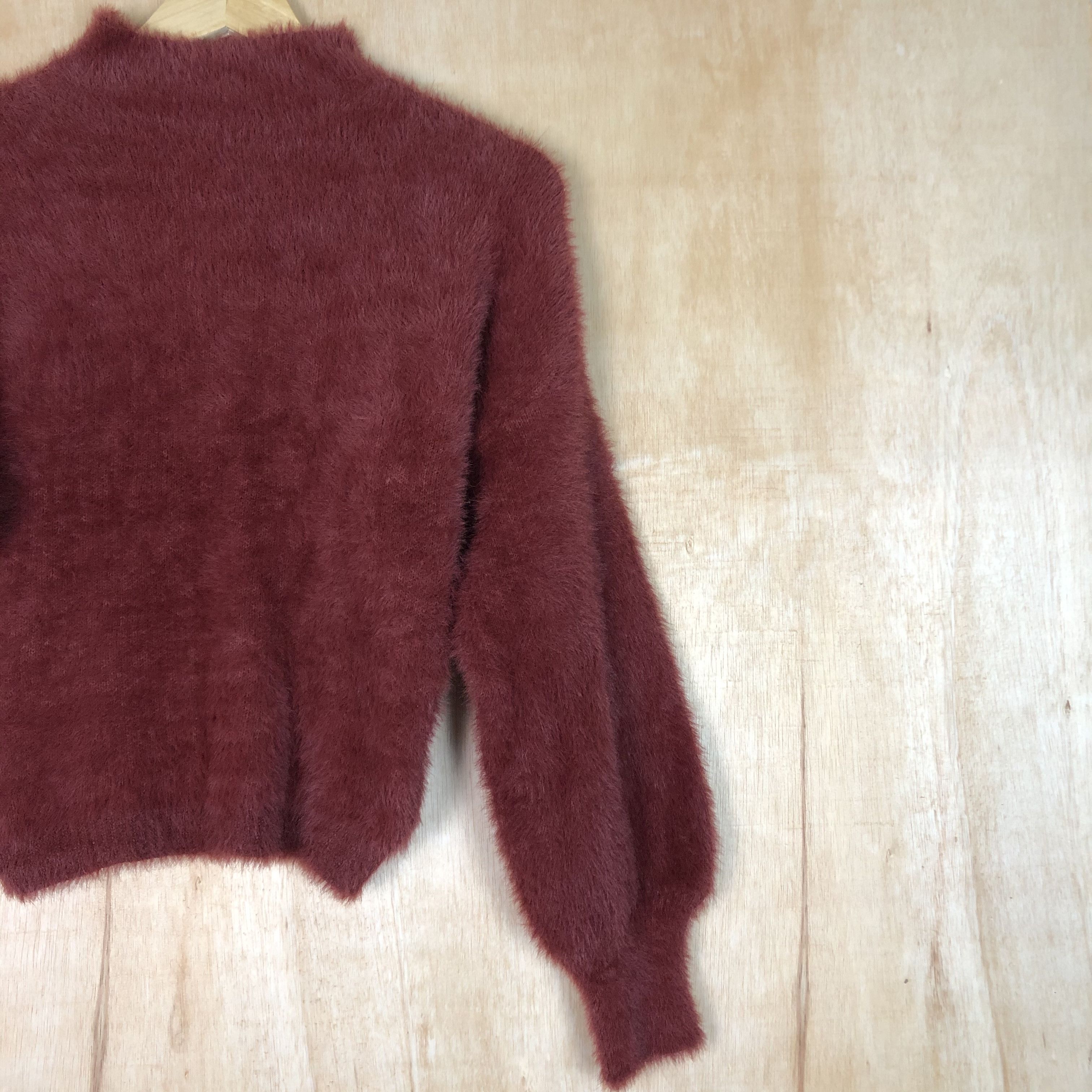 Aran Isles Knitwear DLL Lobby & Rose mohair maroon shag shaggy knitwear #c022 Size S / US 4 / IT 40 - 3 Thumbnail