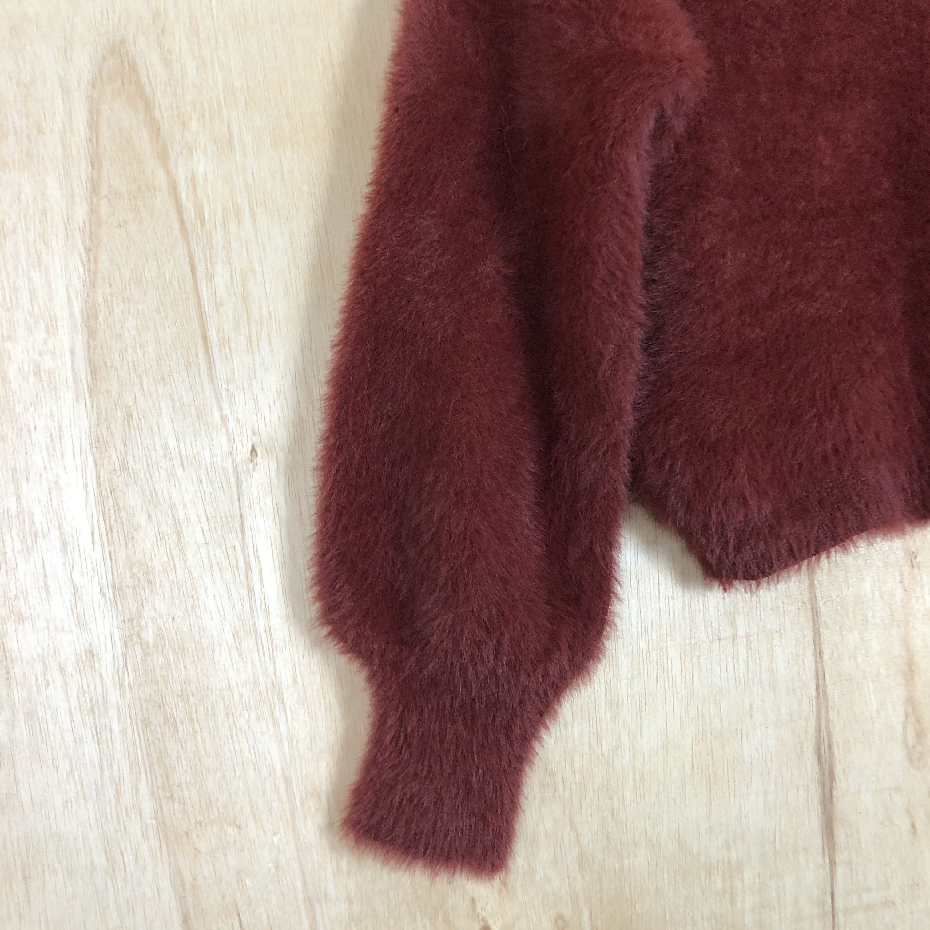 Aran Isles Knitwear DLL Lobby & Rose mohair maroon shag shaggy knitwear #c022 Size S / US 4 / IT 40 - 7 Thumbnail
