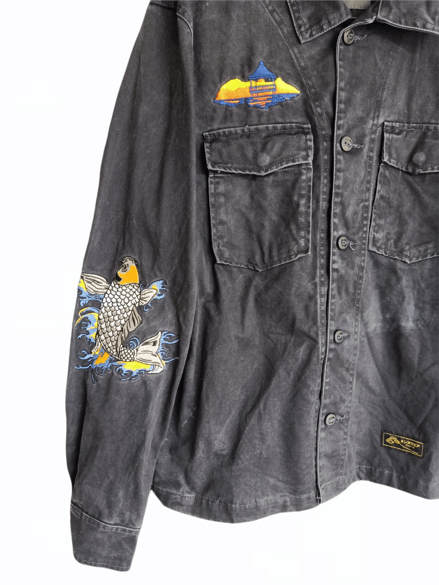 Zara Zara Man Fish Koi Embroidery Worker Jacket Size US L / EU 52-54 / 3 - 3 Thumbnail