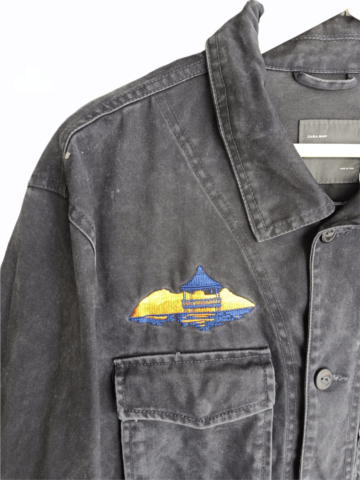 Zara Zara Man Fish Koi Embroidery Worker Jacket Size US L / EU 52-54 / 3 - 4 Thumbnail