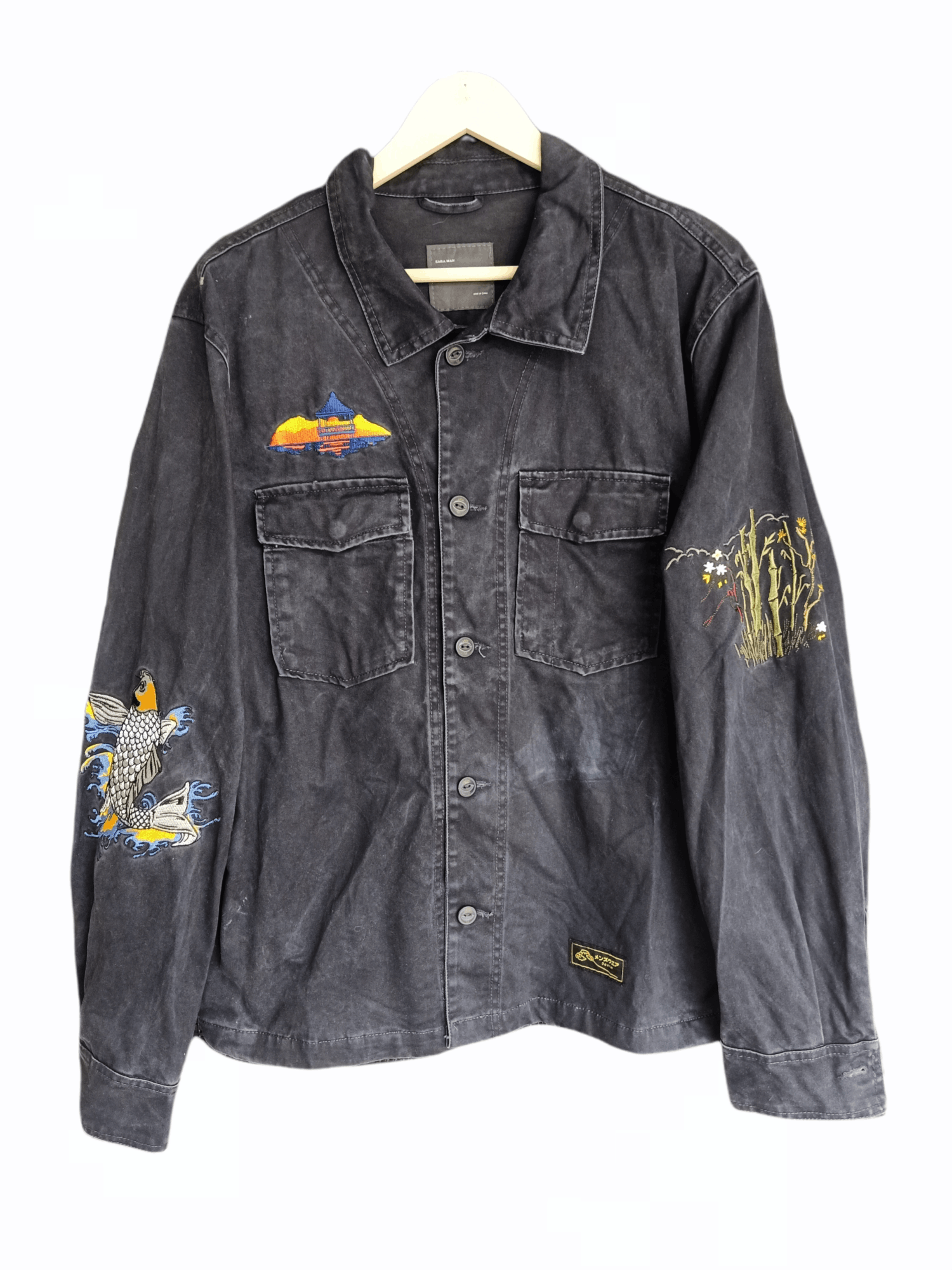 Zara Zara Man Fish Koi Embroidery Worker Jacket Size US L / EU 52-54 / 3 - 1 Thumbnail
