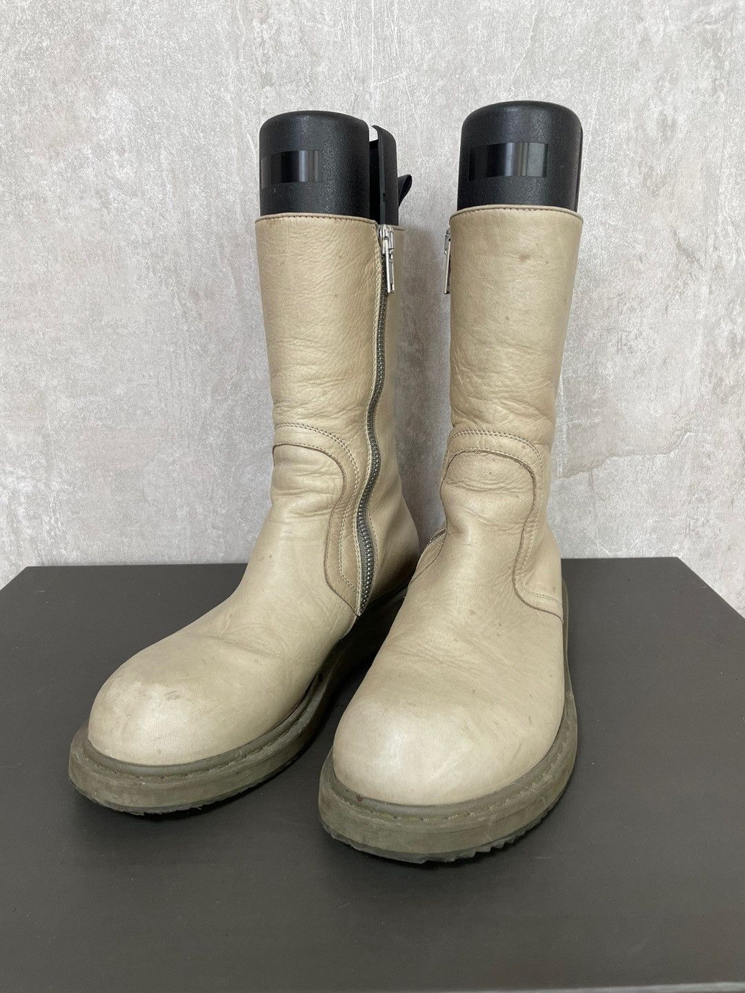 image of Rick Owens 10Fw Creeper Side Zip Boots in Beige, Men's (Size 9)