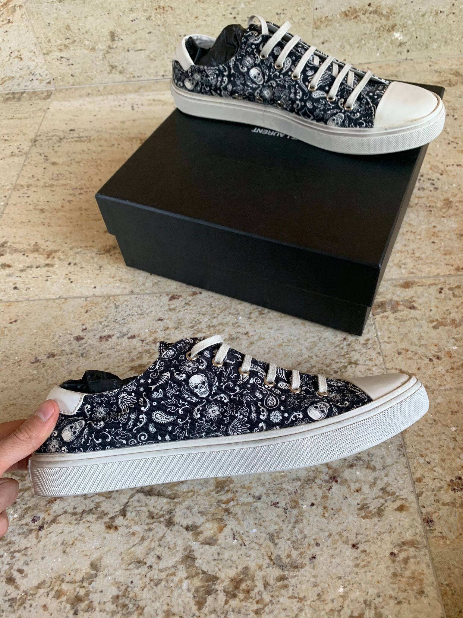 Saint Laurent Paris Bedford LT Distressed Skull & Bones Size US 8 / EU 41 - 5 Thumbnail
