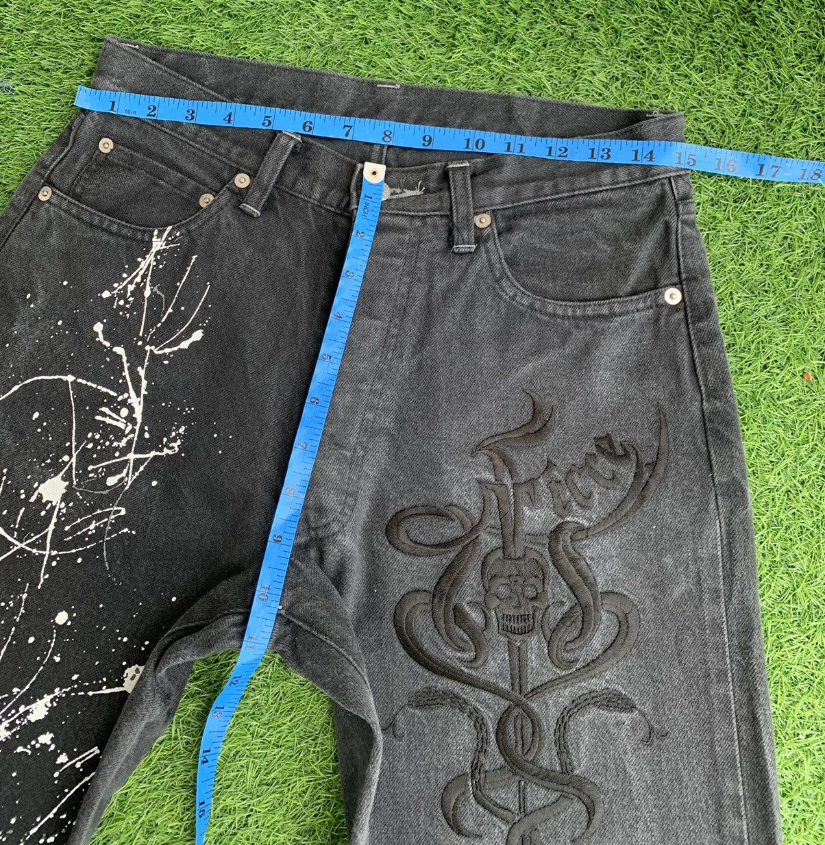 Yoshiyuki Konishi Vintage Ficce Yoshiyuki konishi Embroidery Skull Head Denim Size US 30 / EU 46 - 14 Thumbnail