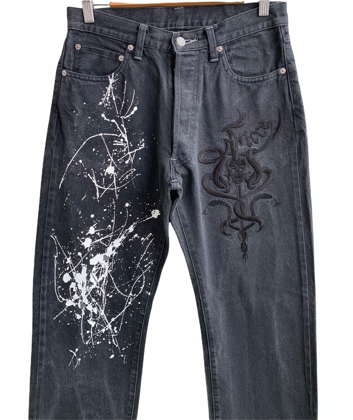 Yoshiyuki Konishi Vintage Ficce Yoshiyuki konishi Embroidery Skull Head Denim Size US 30 / EU 46 - 4 Thumbnail