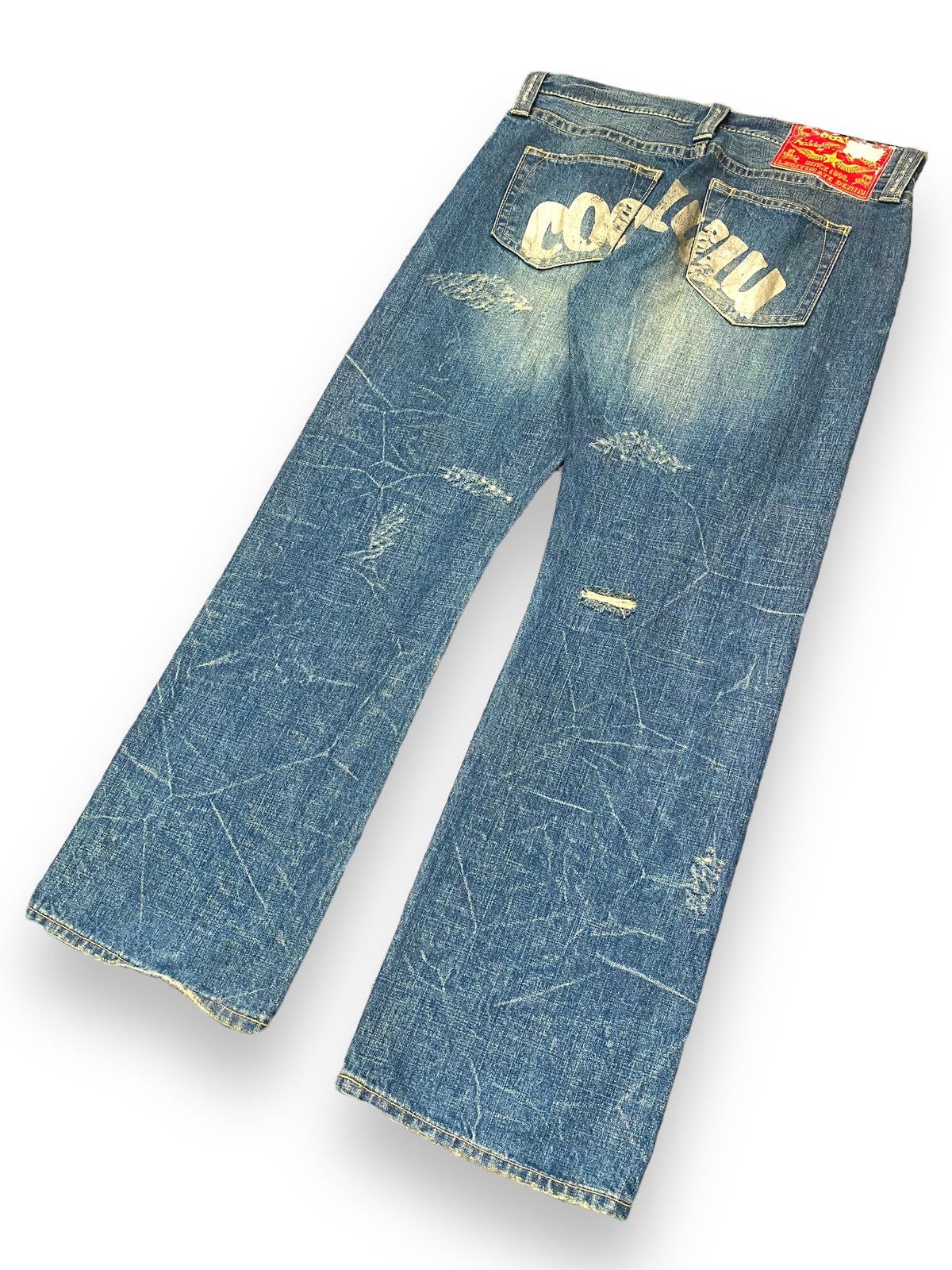 If Six Was Nine × Japanese Brand CO & LU Mud Washed Clawn Mark Distressed Straigh Cut Size US 33 - 2 Thumbnail