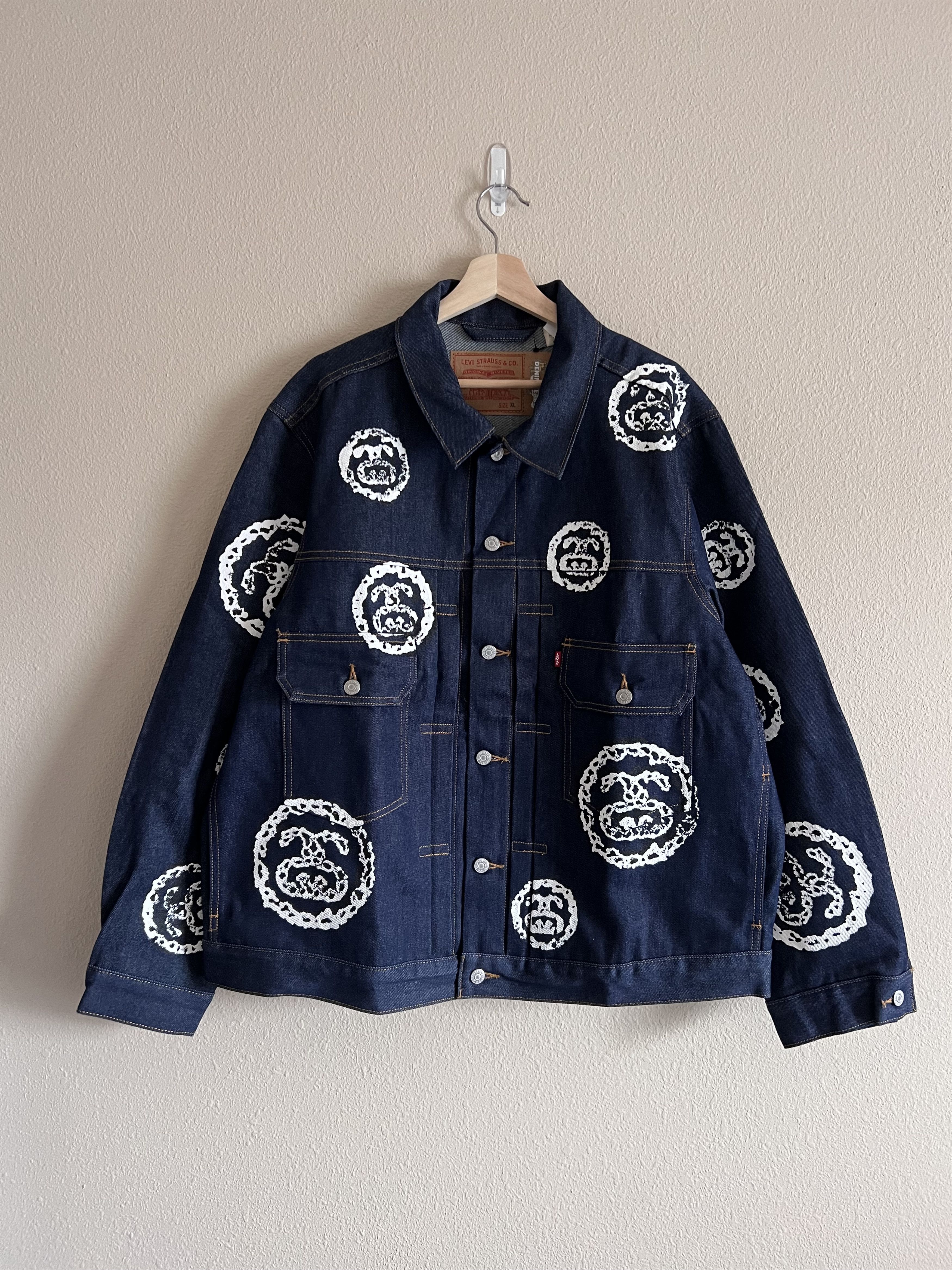 image of Denim Tears Stussy Levi's Type 2 Raw Denim Jacket in Indigo, Men's (Size XL)