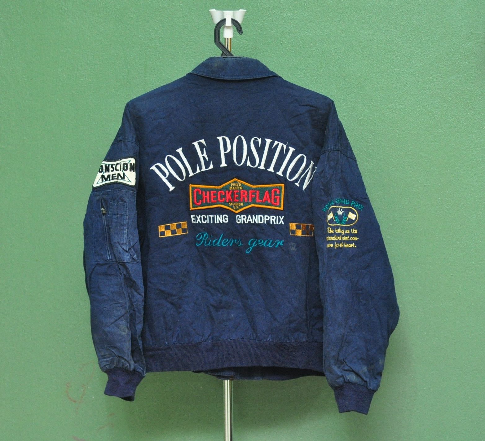 image of Vintage Pole Position Checkerflag Trvis Scott Fashion Style in Dark Blue, Men's (Size Large)