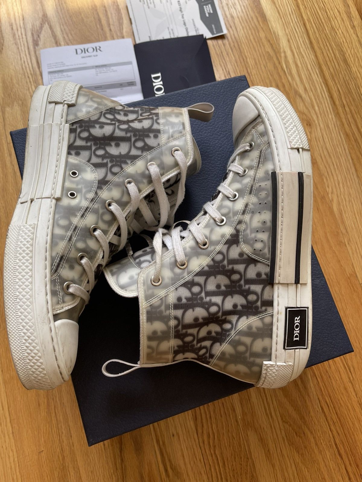 dior high top on feet