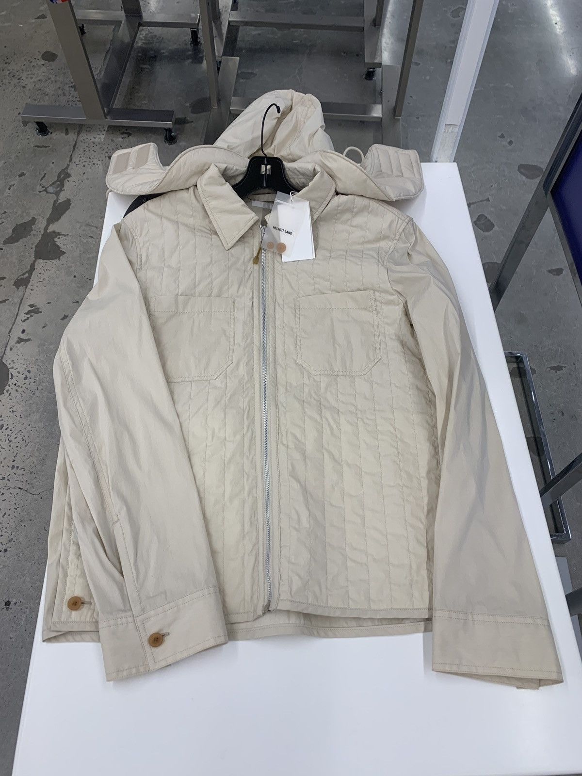 Helmut Lang Quilted Zip Up Jacket in Moonlight Size US XS / EU 42 / 0 - 1 Thumbnail