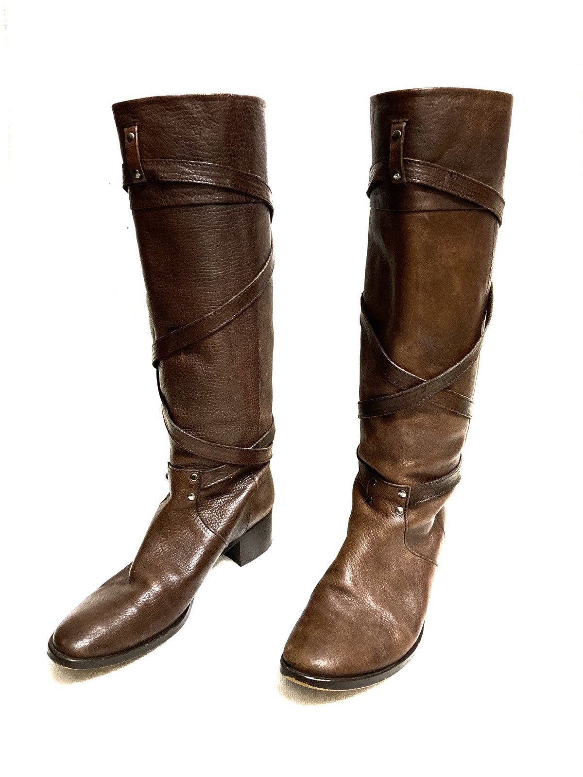 Issey Miyake × Tsumori Chisato Tsumori Chisato Walk Brown Leather Heel Boots Size 9" US Size US 9 / IT 39 - 1 Thumbnail