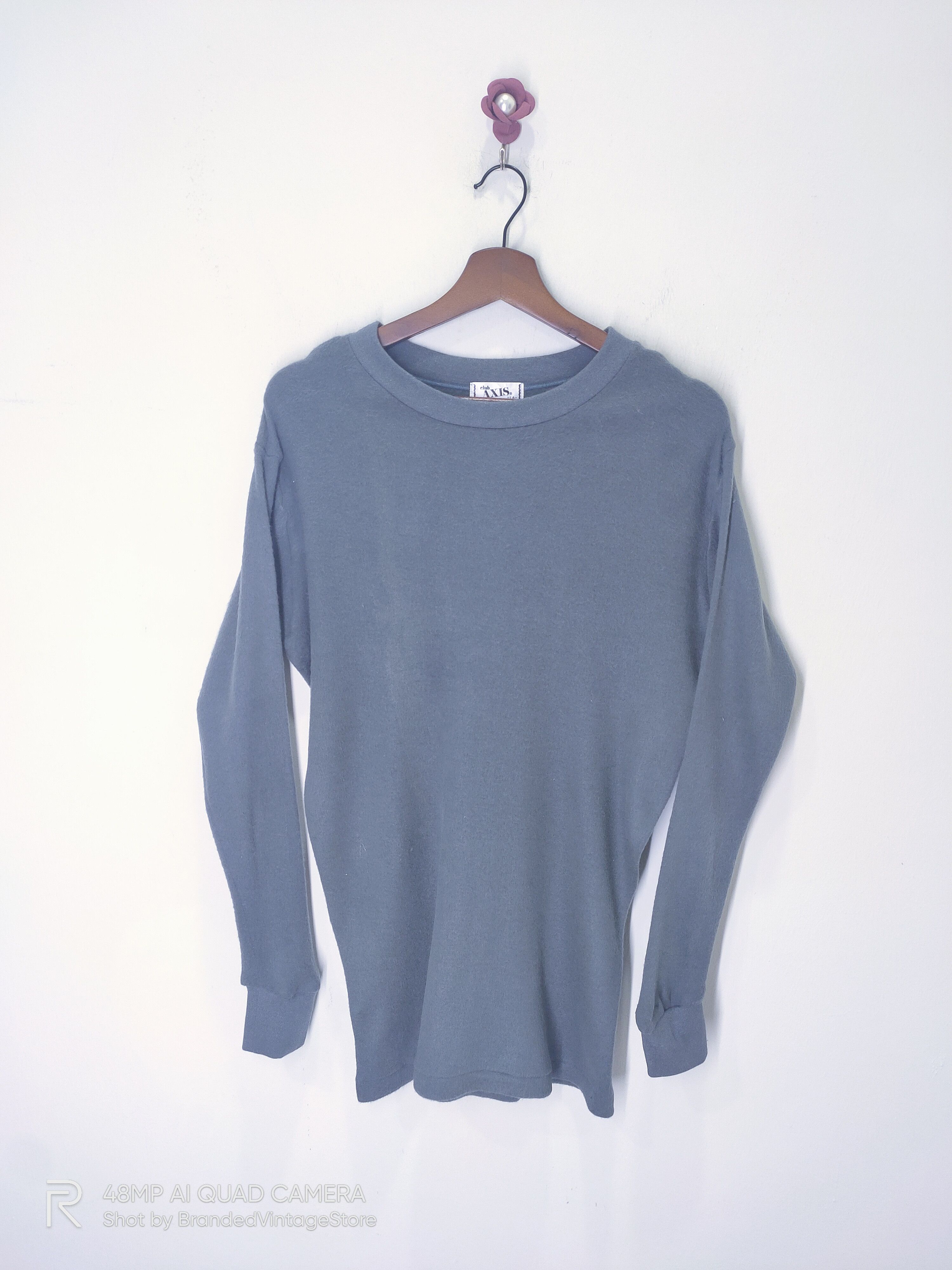 American Stitch × Vintage Vintage CLUB AXIS Fleece Plain Stretch Slim Fit Sweatshirt Size US M / EU 48-50 / 2 - 1 Thumbnail