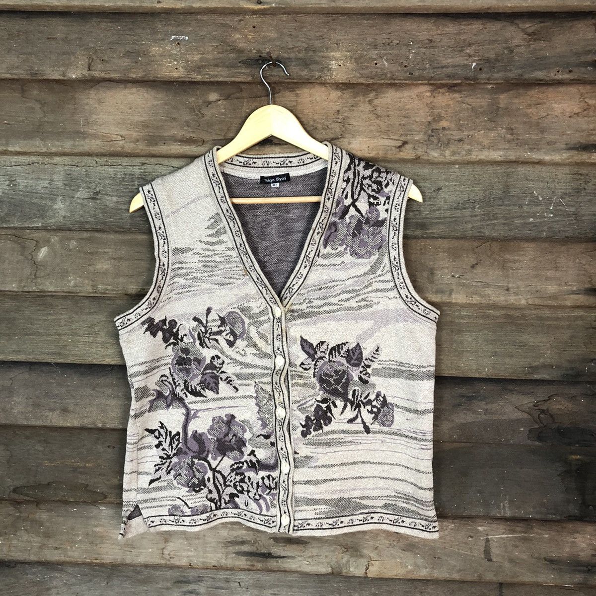 Vintage DL Tokyo Biyari Brown art japan Vest knitwear #6814 Size US M / EU 48-50 / 2 - 1 Thumbnail