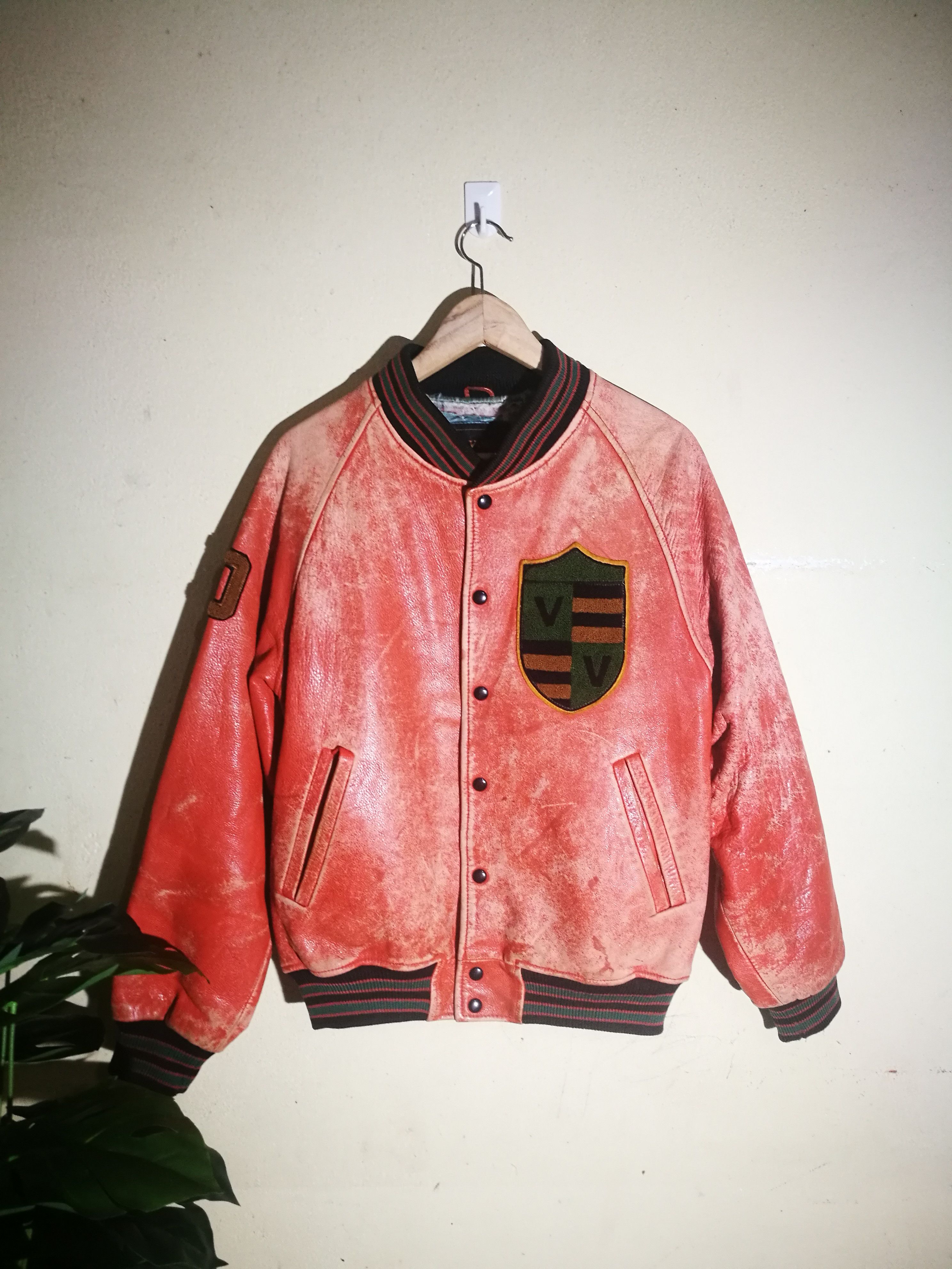 Distressed VOX Varsity Leather Jacket