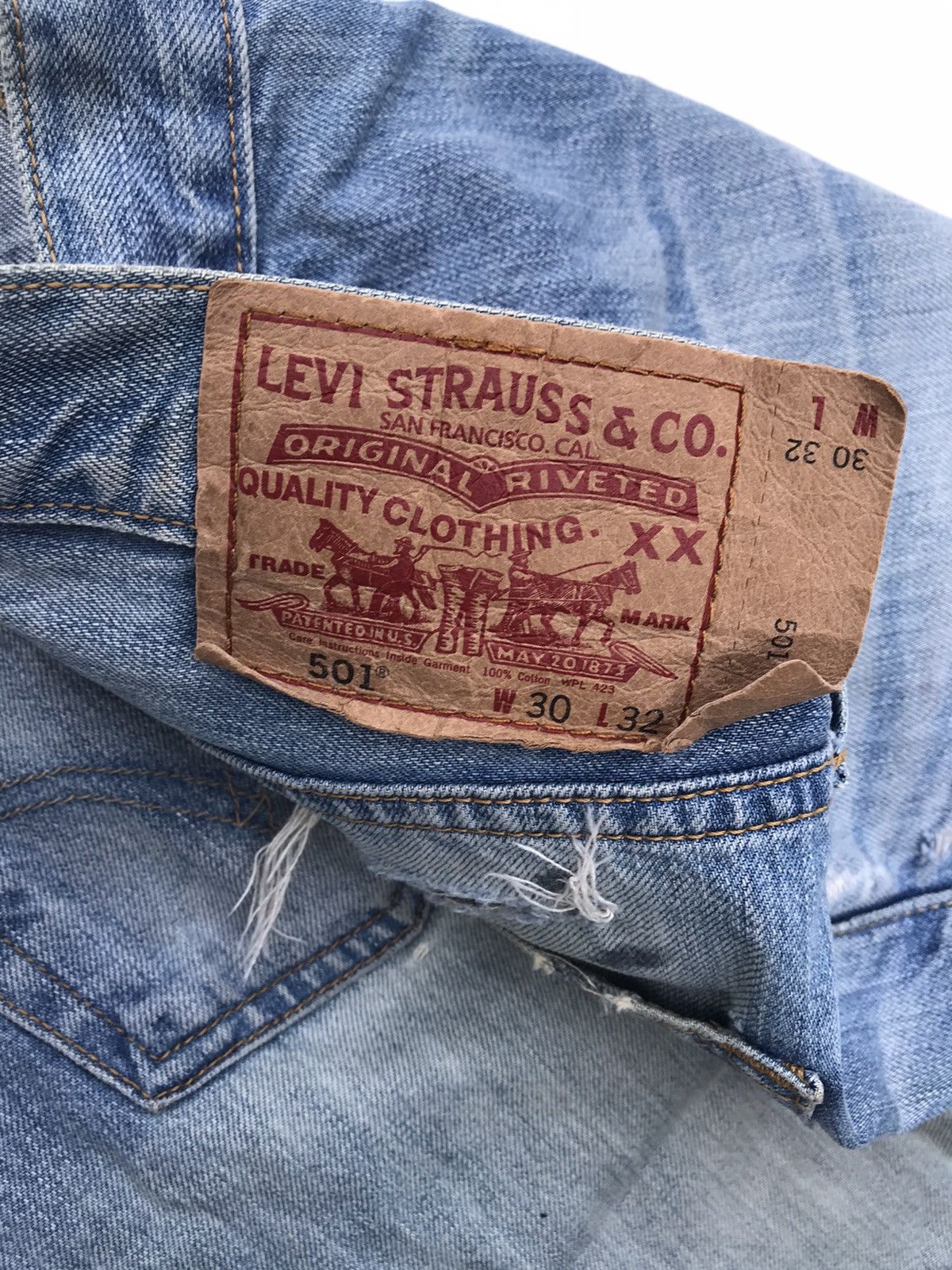 Levi's Levis 501 Distressed Grunge Denim Pants Streetwear Fashion Size US 31 - 12 Thumbnail