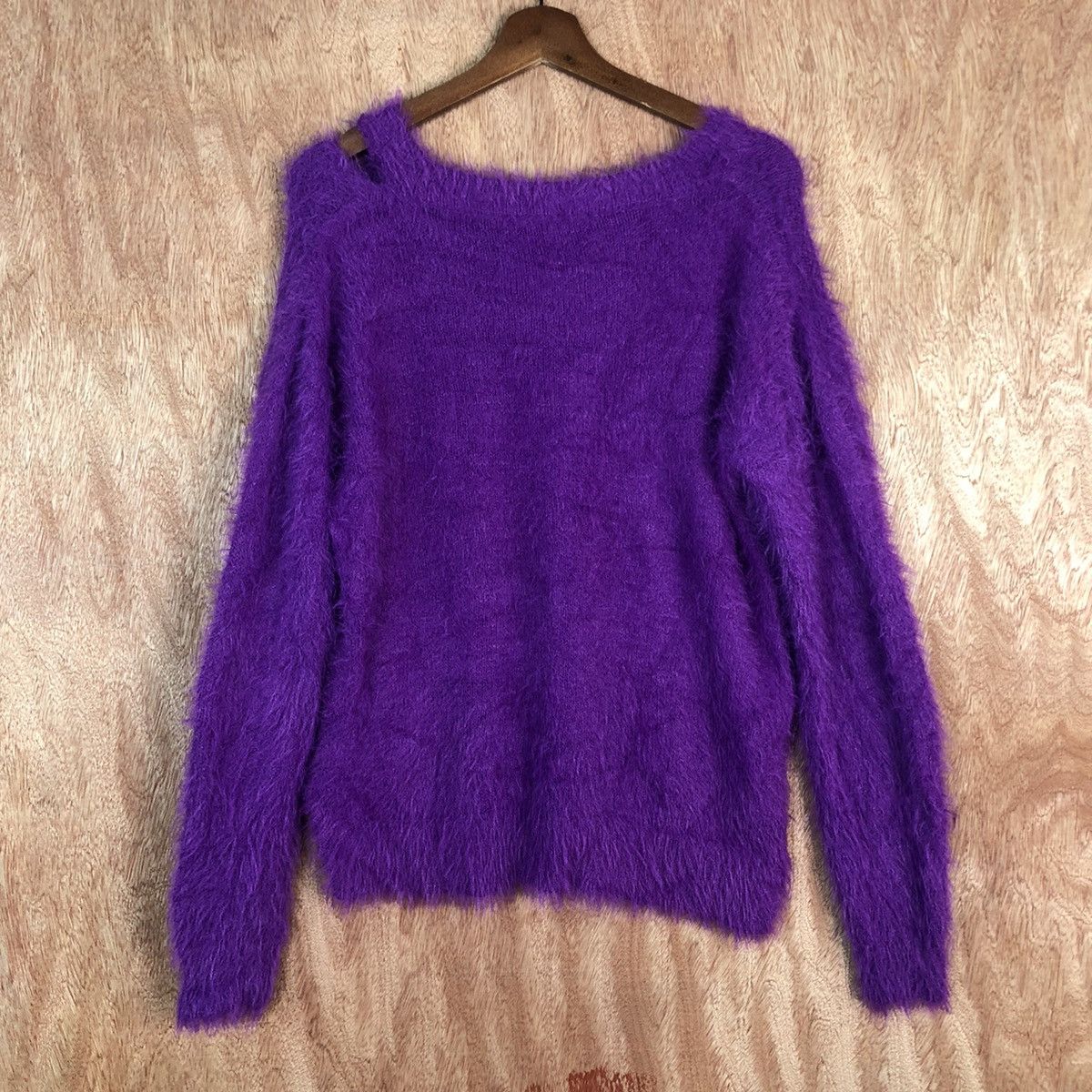 Japanese Brand DL Khalita Purple Mohair Shag Shaggy fur Knitwear #c336 Size L / US 10 / IT 46 - 9 Thumbnail
