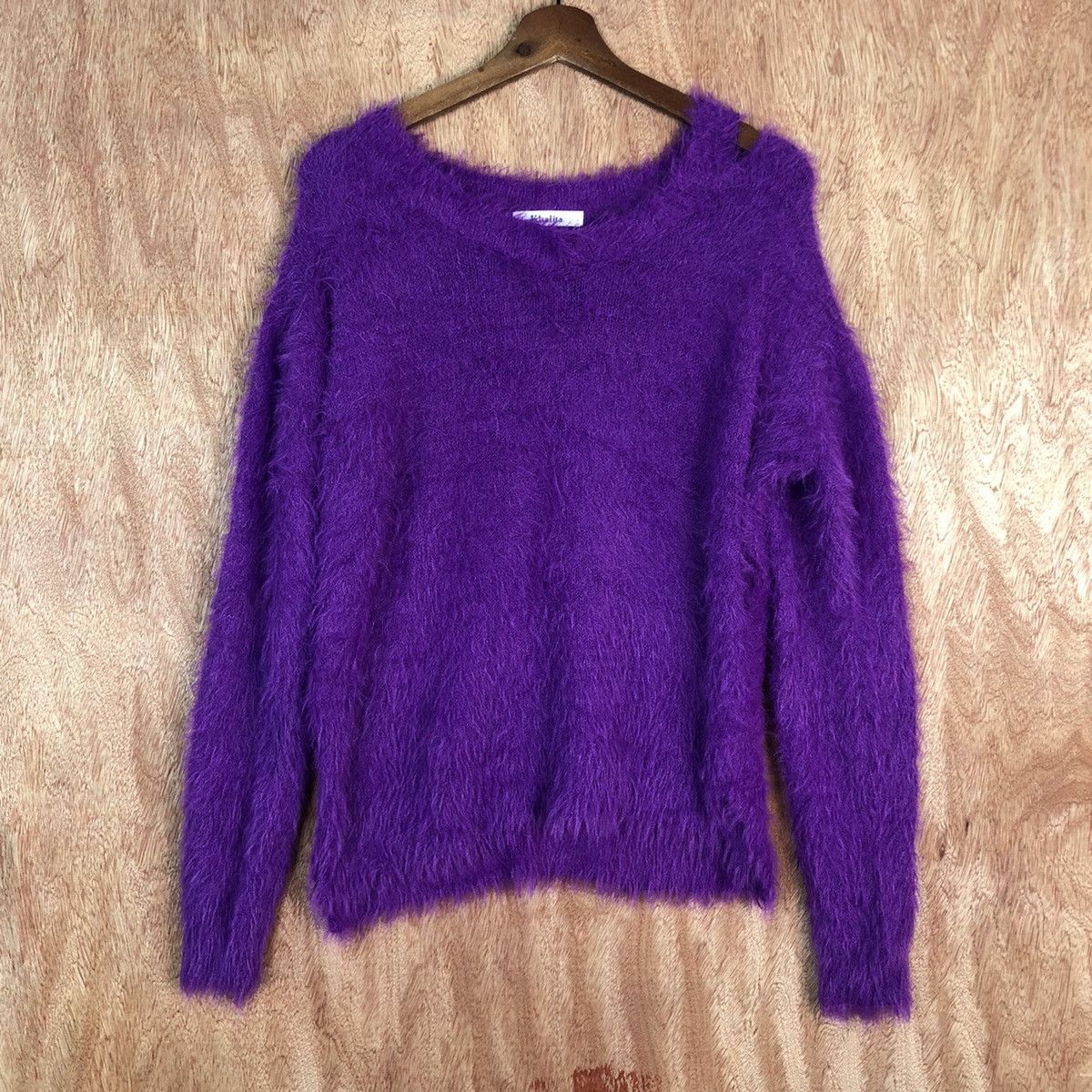 DL Khalita Purple Mohair Shag Shaggy fur Knitwear #c336