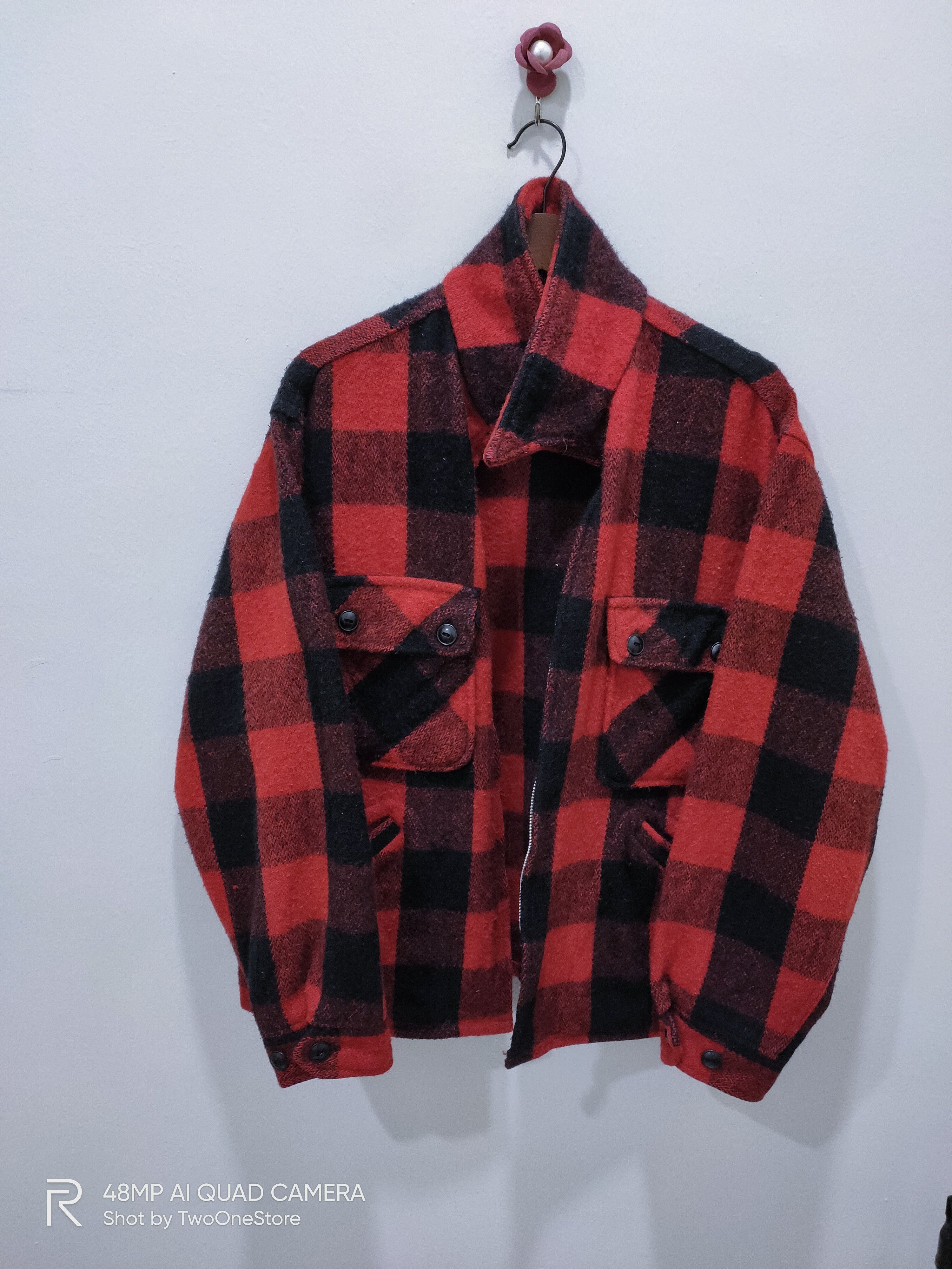 JCPenney × Vintage Vintag 50s JCPENNEY Wool Buffalo Check Flannel Chore Jacket Size US XL / EU 56 / 4 - 2 Thumbnail