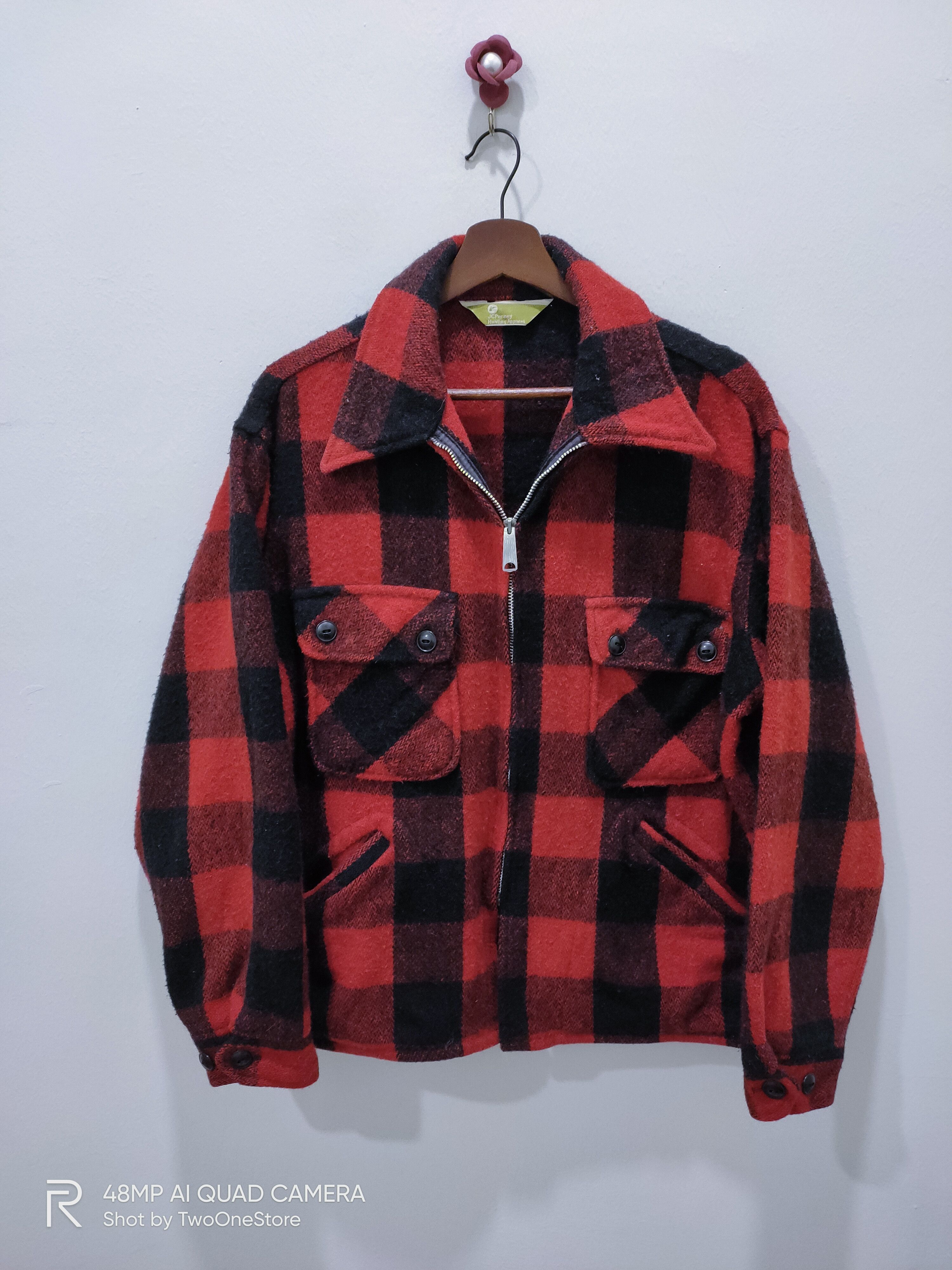 JCPenney × Vintage Vintag 50s JCPENNEY Wool Buffalo Check Flannel Chore Jacket Size US XL / EU 56 / 4 - 1 Thumbnail
